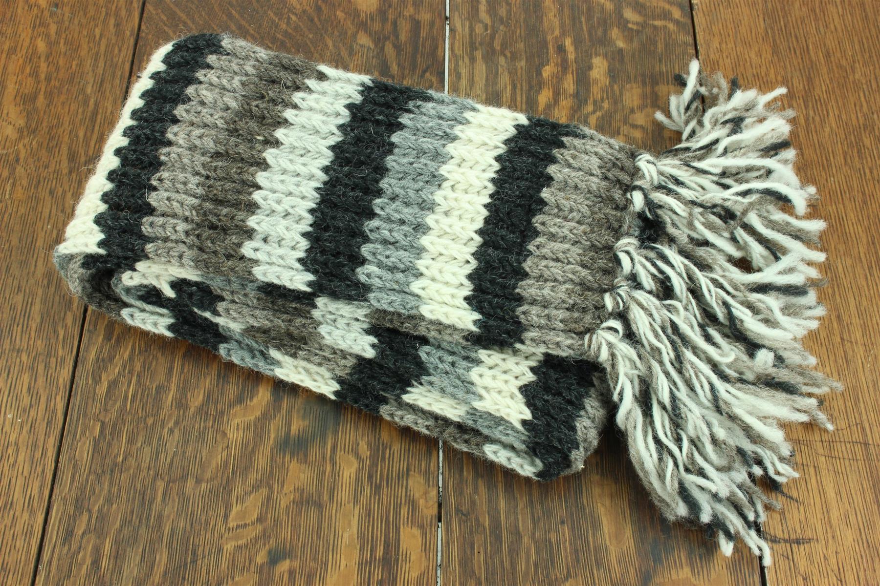 Hand Knitted Wool Scarf Woolly Warm Winter Cosy Stripe Space Dye Rainbow Pattern - Picture 69 of 97