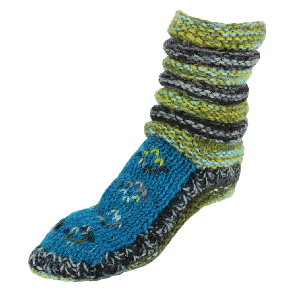 Wool Socks Chunky Knitted Fleece Lined RAINBOW Slipper Winter Warm LoudElephant - Picture 6 of 24