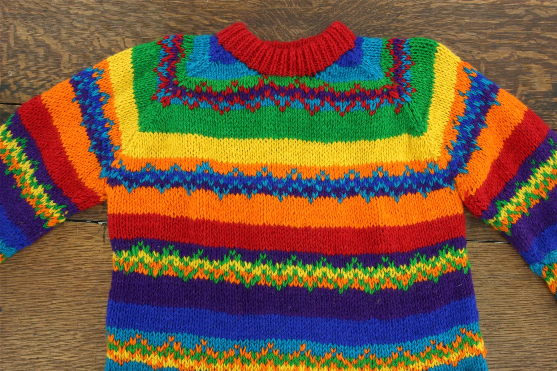 Wool Knit Jumper Sweater Pullover Fairisle Nordic Abstract Warm Nepal Loose - Picture 78 of 81