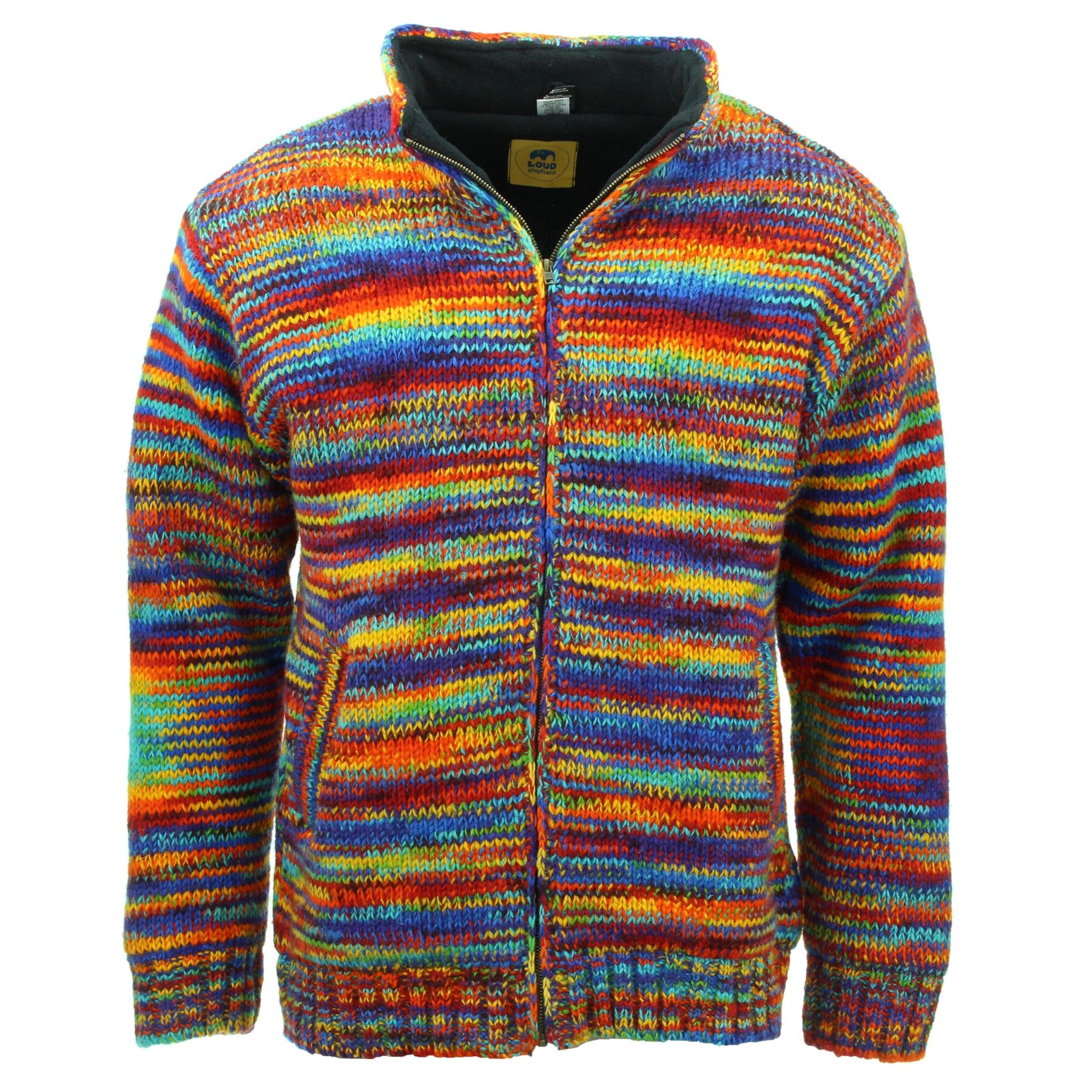 Hand Knitted Wool Jacket Cardigan LoudElephant Nepal Warm Lined Unisex - Picture 23 of 102