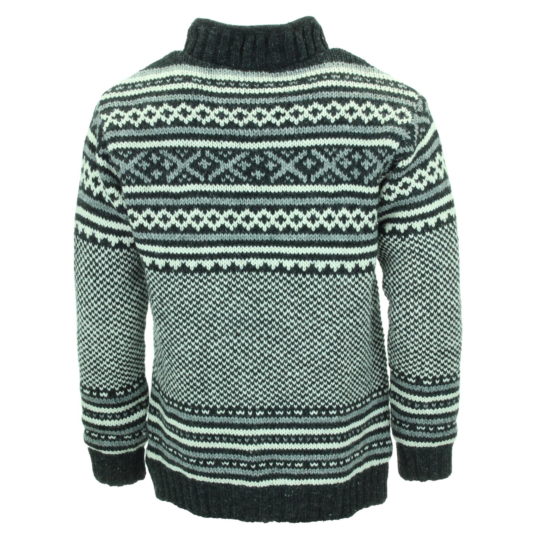 Hand Knitted Wool Jacket Cardigan LoudElephant Nepal Warm Lined Unisex - Picture 43 of 102