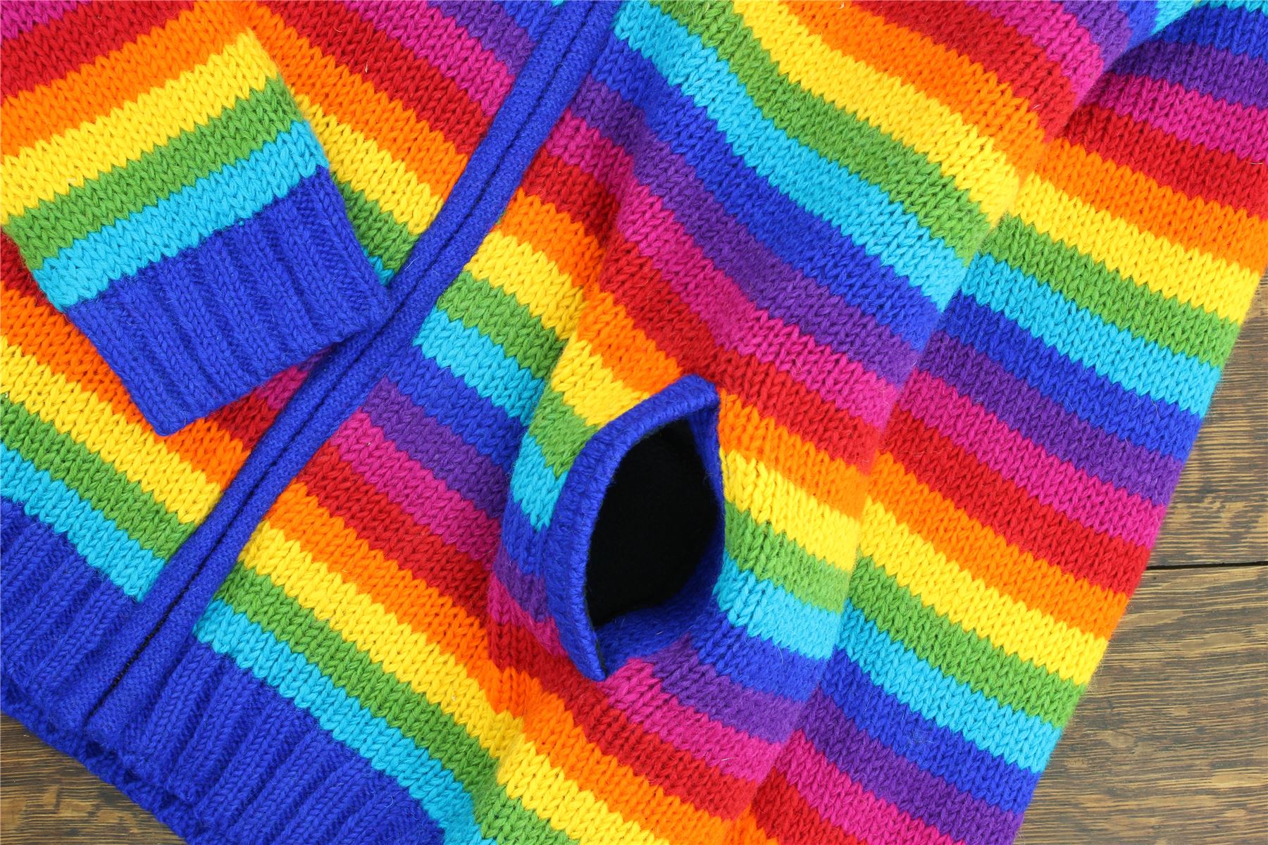 Hand Knitted Wool Jacket Cardigan LoudElephant Nepal Warm Lined Unisex - Picture 81 of 102
