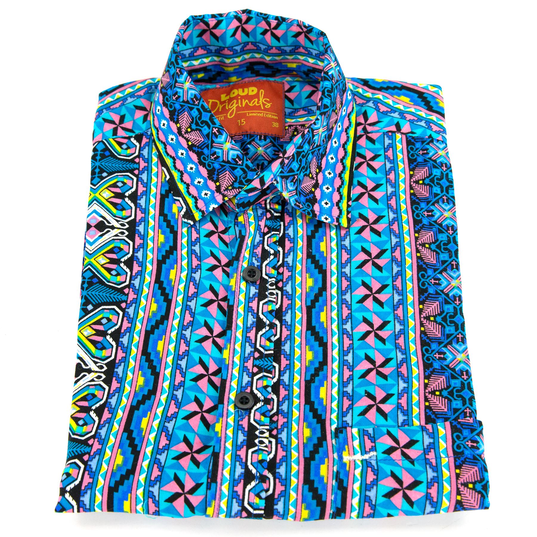Regular Fit Short Sleeve Shirt Loud Originals Mosaic Pattern Abstract Print - Picture 4 of 9