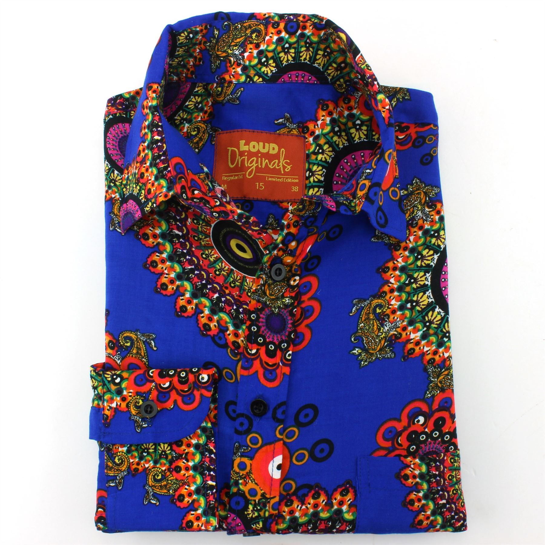Herren Hemd LOUD Originals Regular Fit Burger weiß Retro Psychedelic Fancy Herren Hemd LOUD Originals Regular Fit Burger weiß Retro Psychedelic Fancy