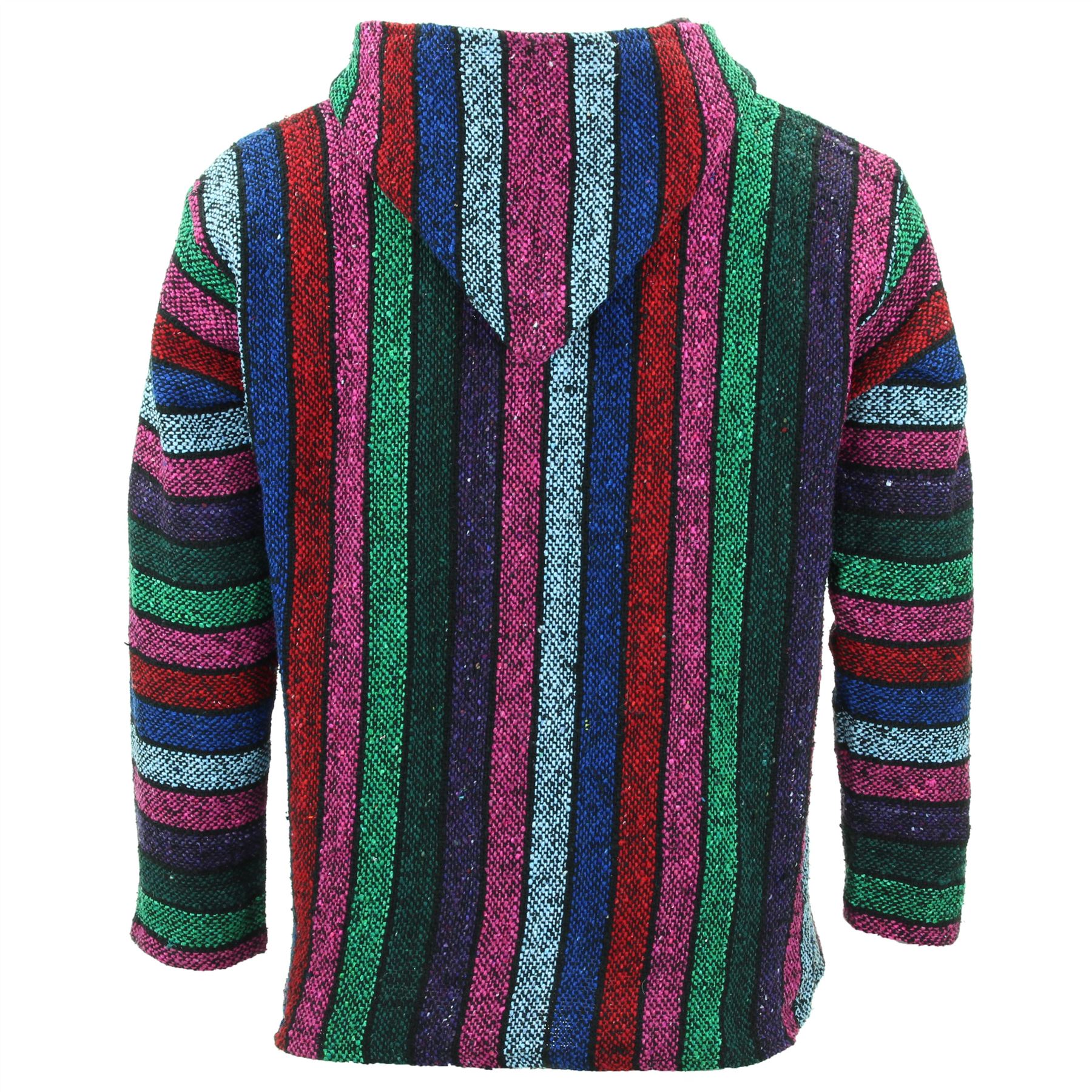Recycled Mexican Baja Jerga Hoody Sweatshirt Jacket Hooded Warm Hippy Plus Size - Picture 99 of 189