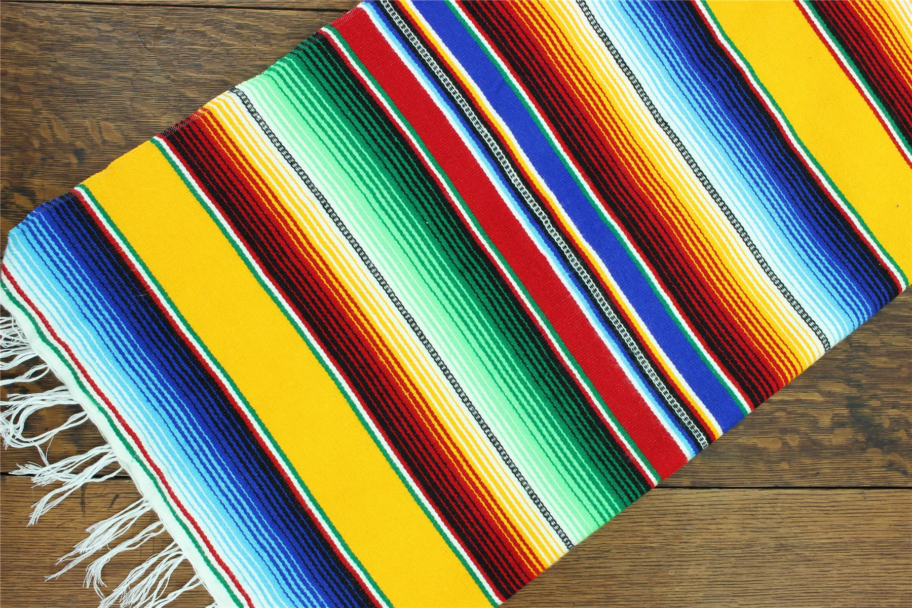 Handwoven Mexican Serape Traditional Jorongo Blanket Shawl Cloak Bright Striped - Picture 100 of 105