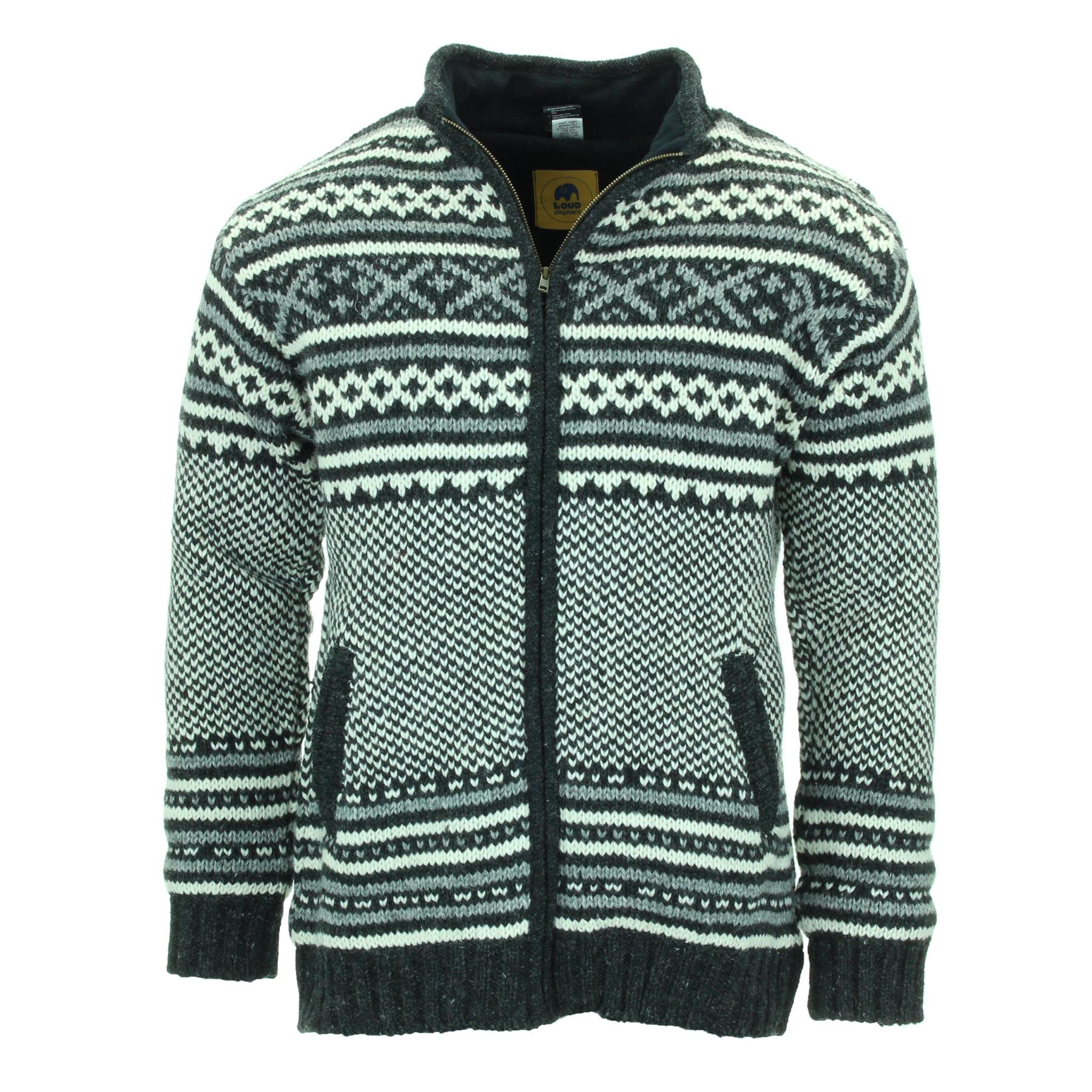 Hand Knitted Wool Jacket Cardigan LoudElephant Nepal Warm Lined Unisex - Picture 42 of 102