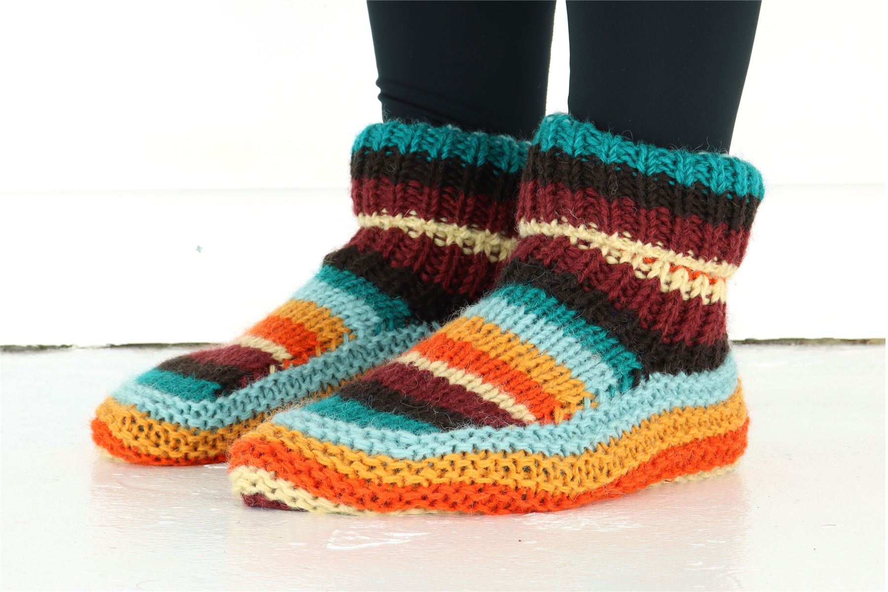 Hand Knitted Wool Slipper Socks Woolly Hand-knitted Warm Cosy Handmade - Picture 55 of 59
