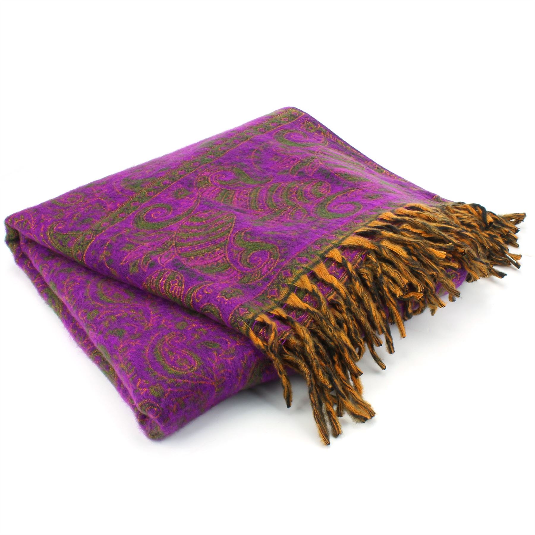 Acrylic Wool Blanket Shawl Wrap Throw Finest Softest India Paisley Travel - Picture 7 of 14