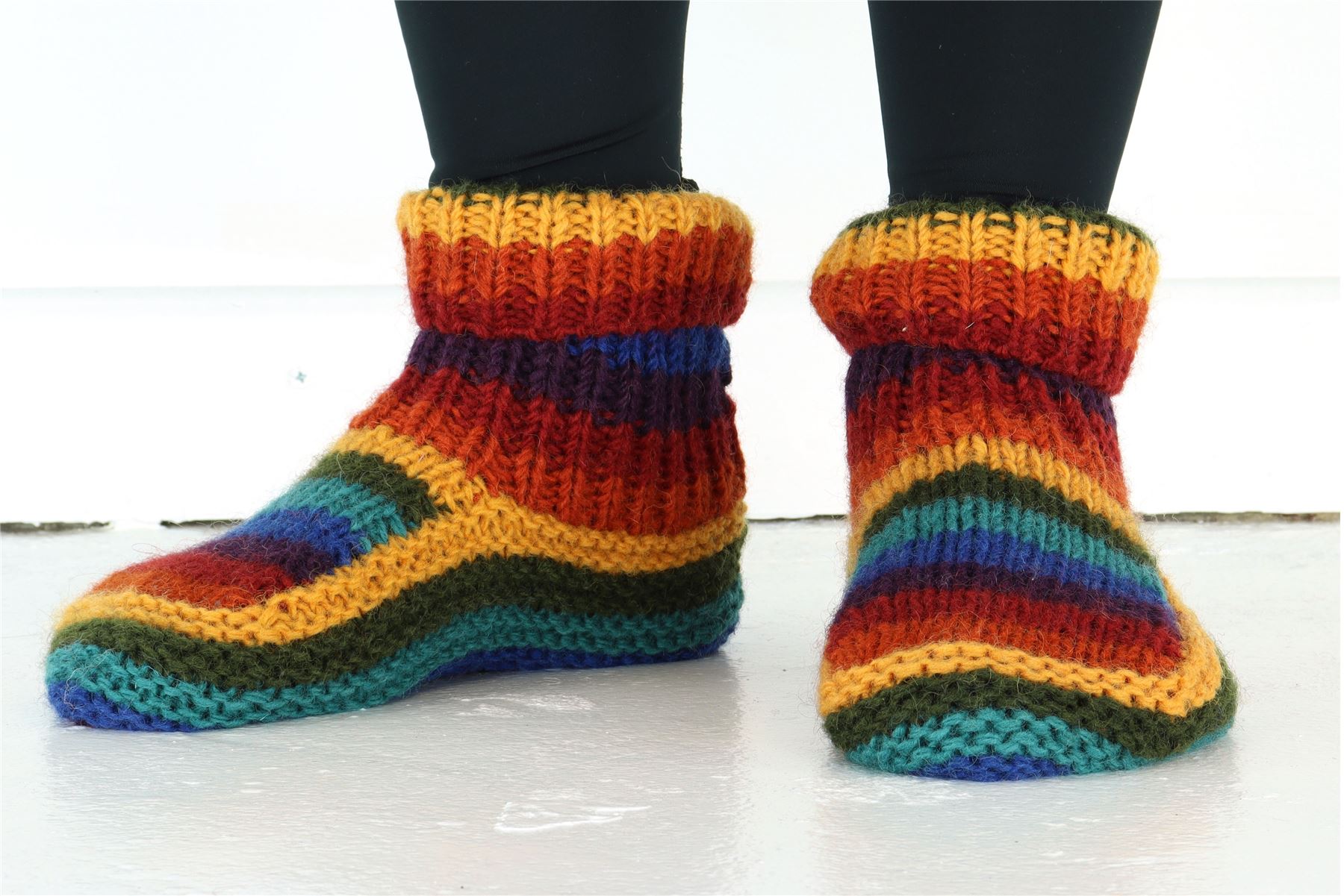 Hand Knitted Wool Slipper Socks Woolly Hand-knitted Warm Cosy Handmade - Picture 35 of 59