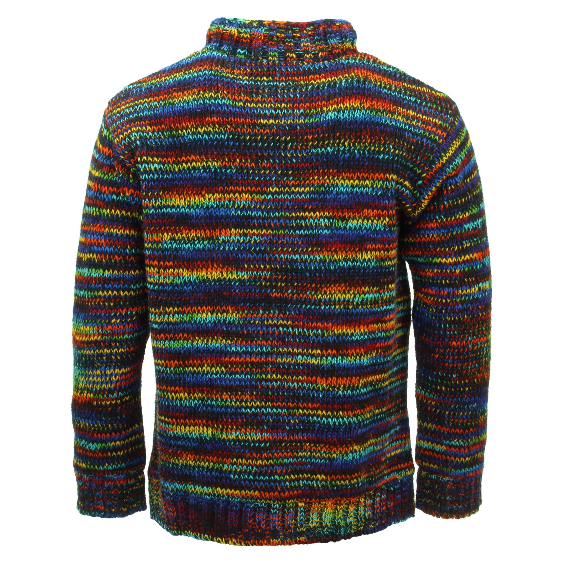Hand Knitted Wool Jacket Cardigan LoudElephant Nepal Warm Lined Unisex - Picture 12 of 102