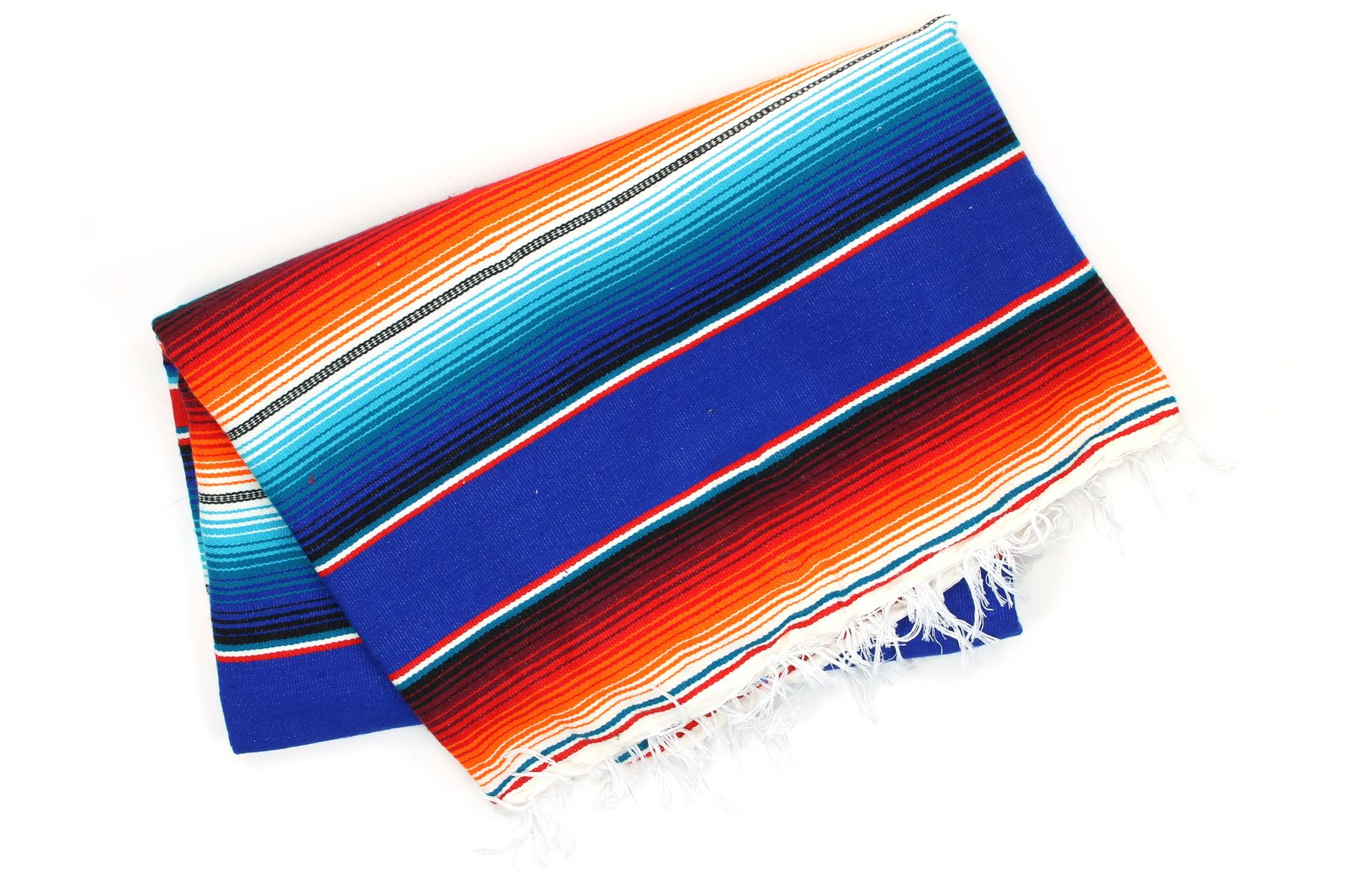 Handwoven Mexican Serape Traditional Jorongo Blanket Shawl Cloak Bright Striped - Picture 8 of 105