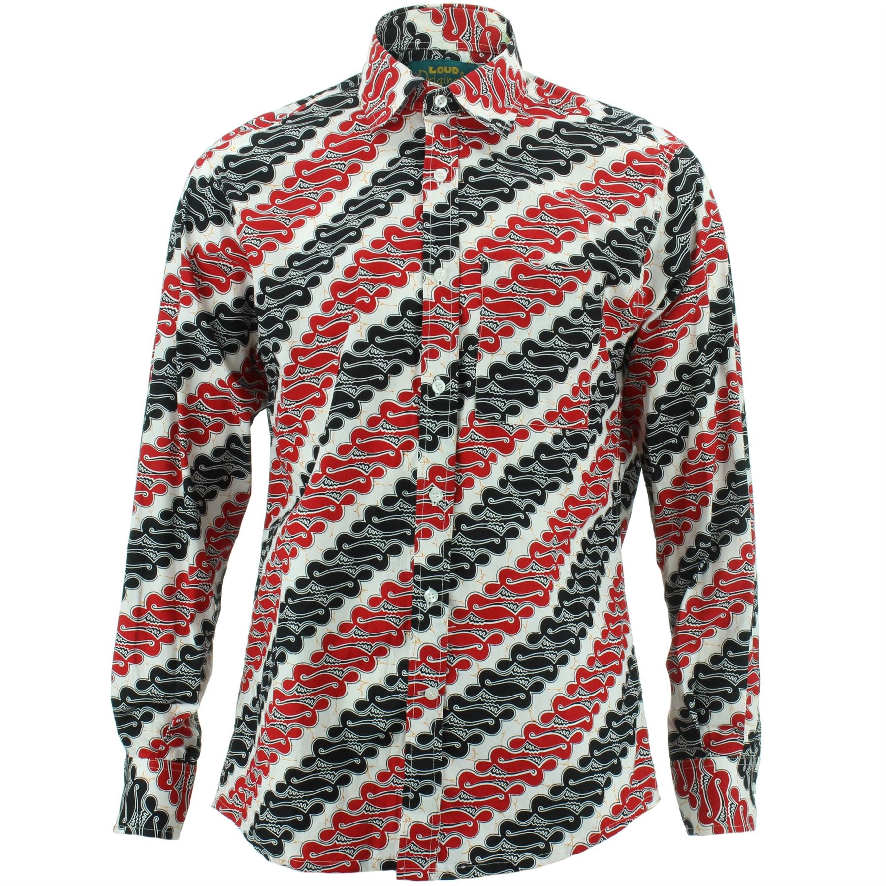 Mens Shirt Loud Originals REGULAR FIT Abstract White Retro Psychedelic Fancy