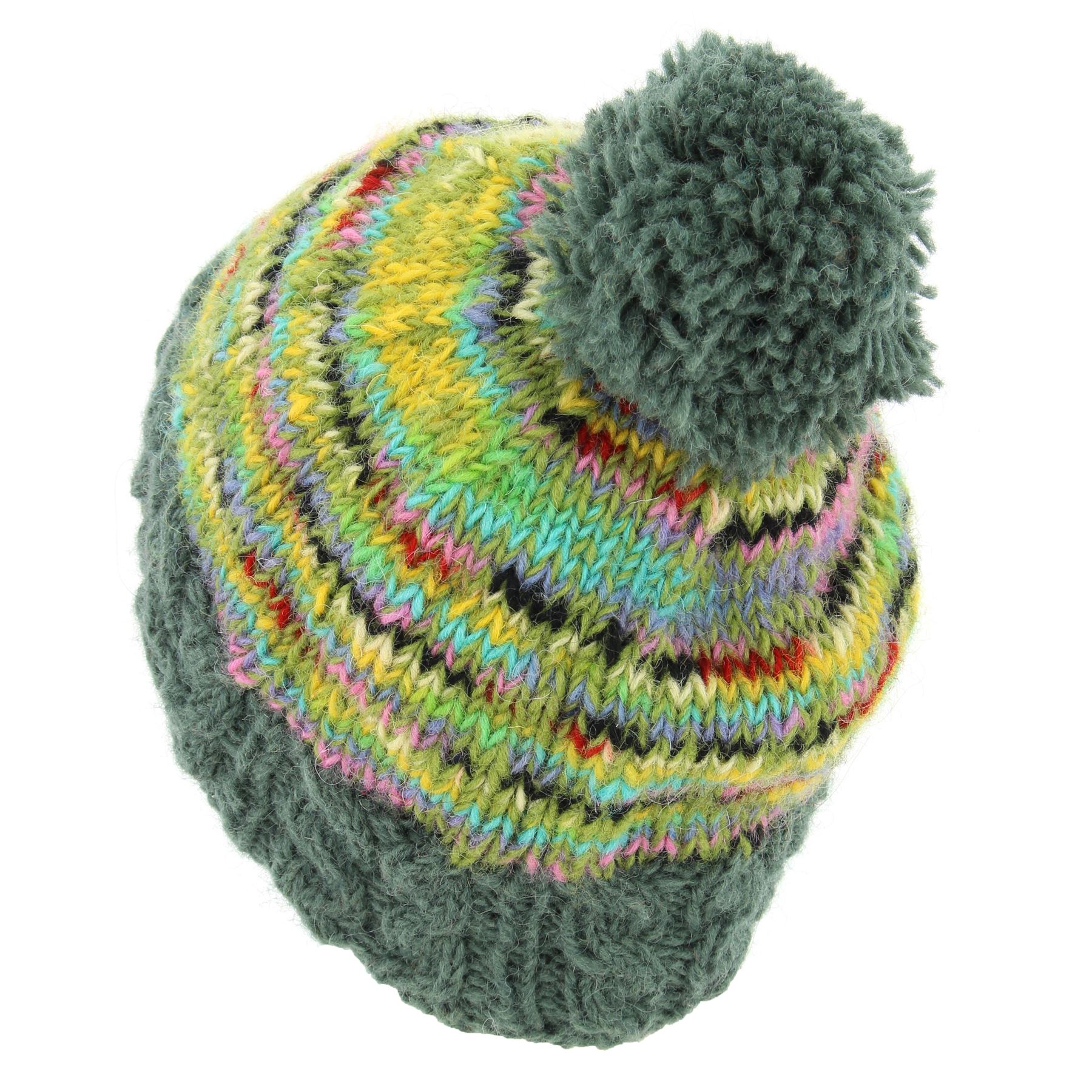 Hand Knitted Wool Beanie Bobble Hat LoudElephant Knitted Handmade Winter Lined - Picture 3 of 10