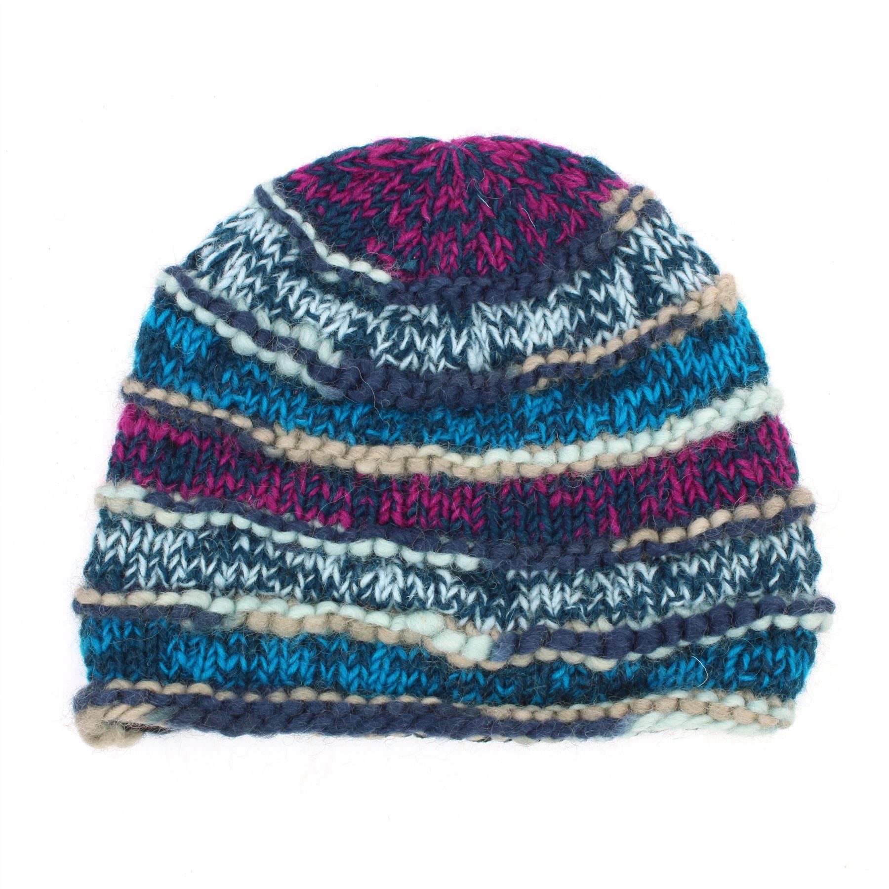Wool Knit Beanie Hat Handmade Men Ladies Warm Winter Space Dye Ribbed - Picture 5 of 65