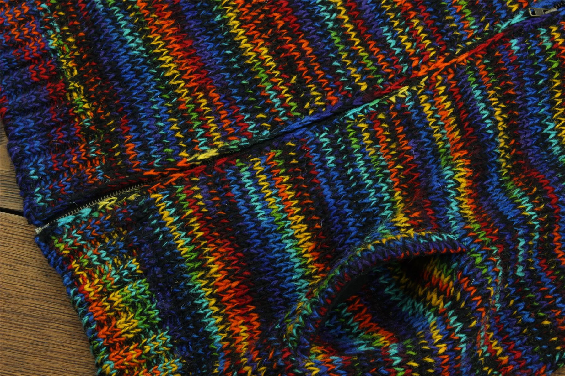 Hand Knitted Wool Jacket Cardigan LoudElephant Nepal Warm Lined Unisex - Picture 14 of 102