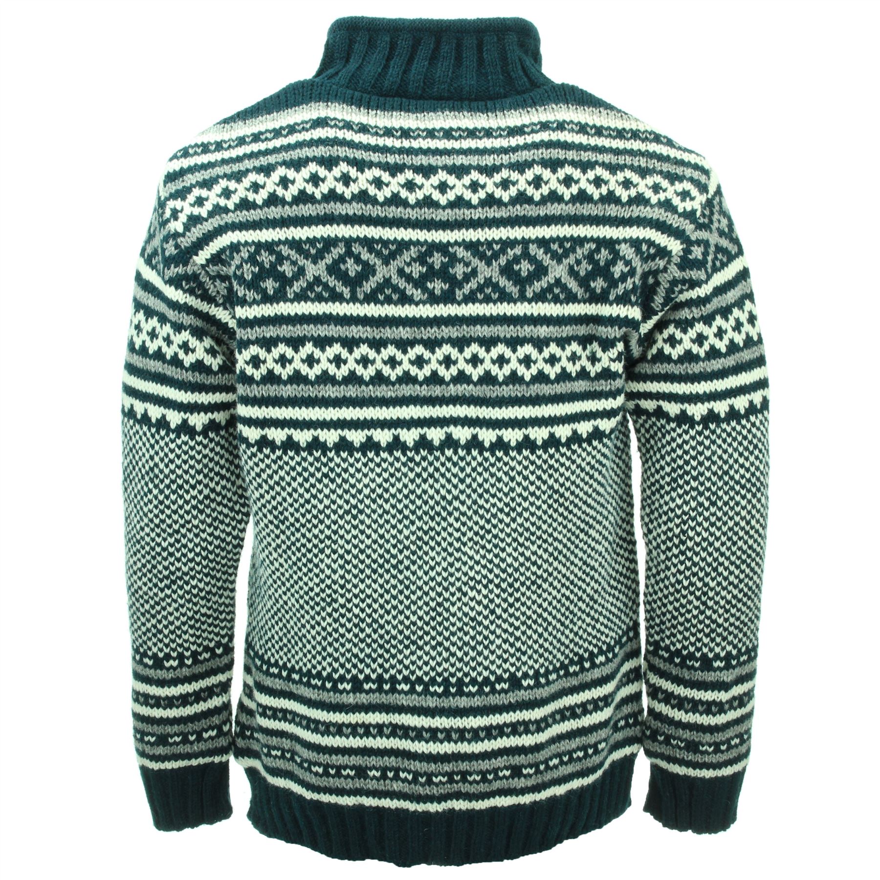 Hand Knitted Wool Jacket Cardigan LoudElephant Nepal Warm Lined Unisex - Picture 4 of 102