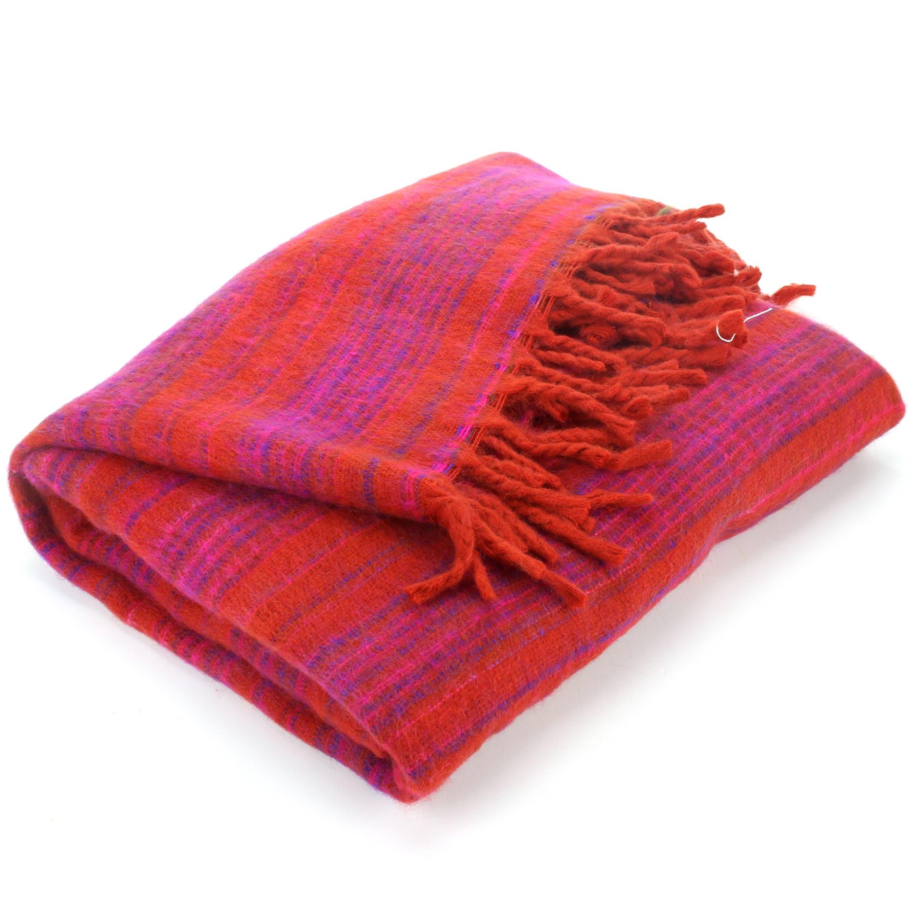 Vegan Wool Shawl Blanket Stripe Hill Queen Wrap Throw Boho Meditation Travel - Picture 43 of 50