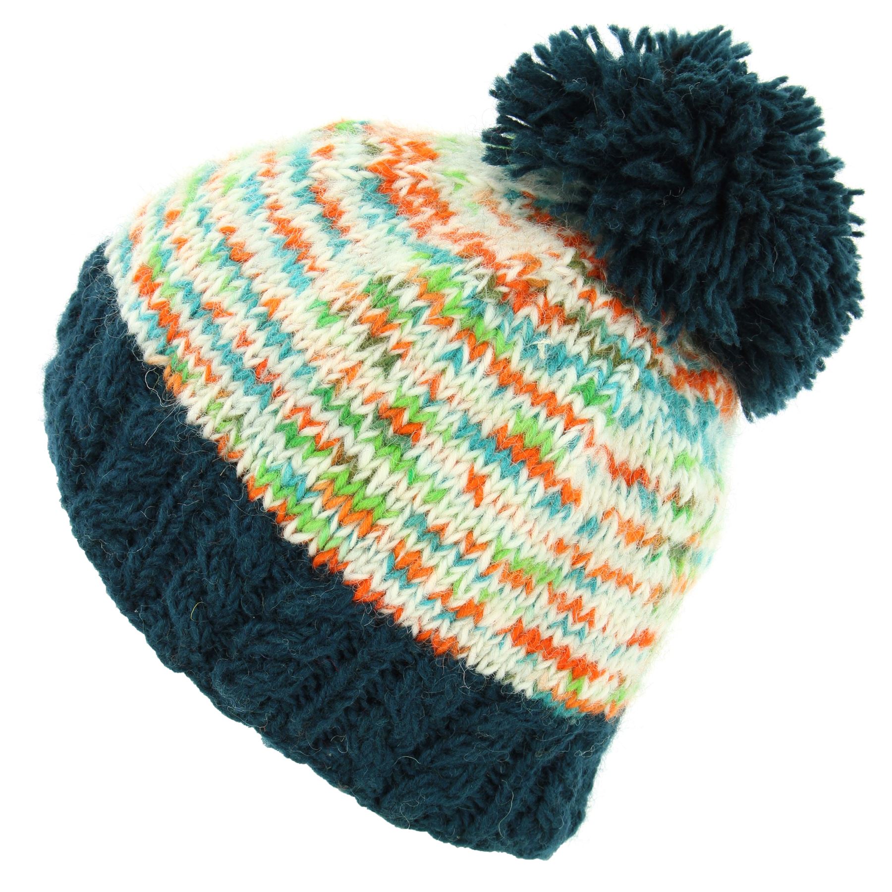 Hand Knitted Wool Beanie Bobble Hat LoudElephant Knitted Handmade Winter Lined - Picture 8 of 10