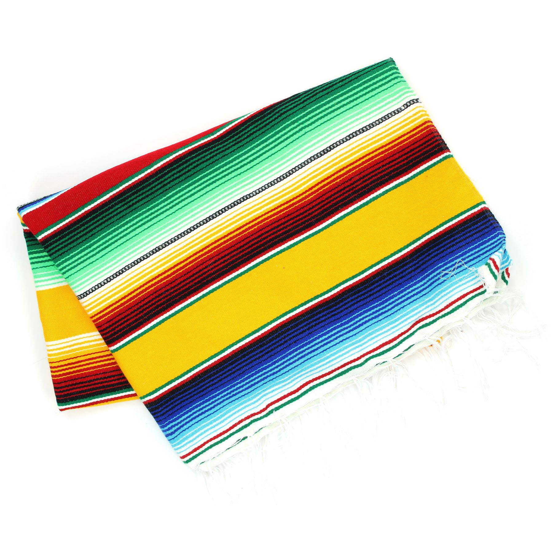 Handwoven Mexican Serape Traditional Jorongo Blanket Shawl Cloak Bright Striped - Picture 96 of 105