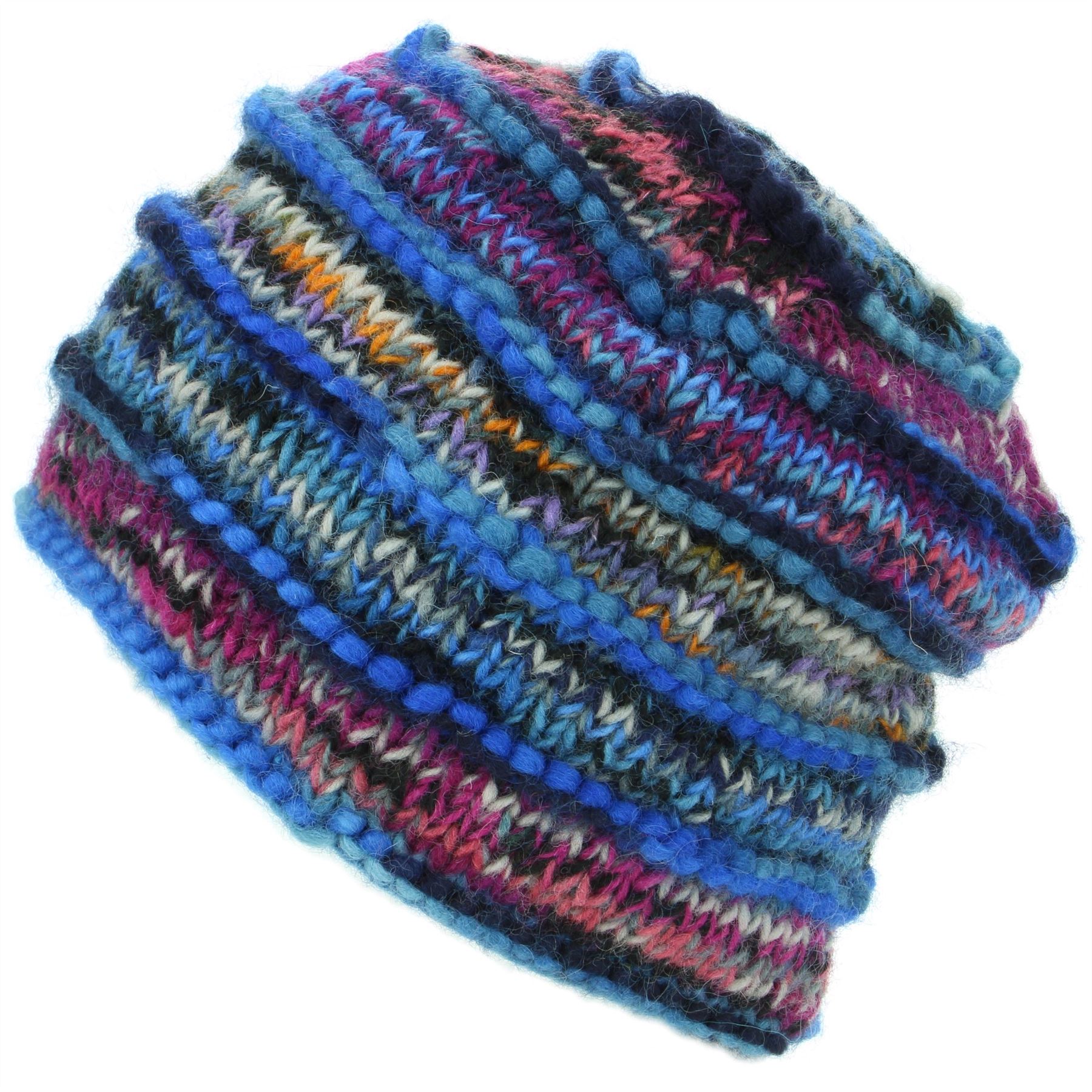 Wool Knit Beanie Hat Handmade Men Ladies Warm Winter Space Dye Ribbed - Picture 24 of 65