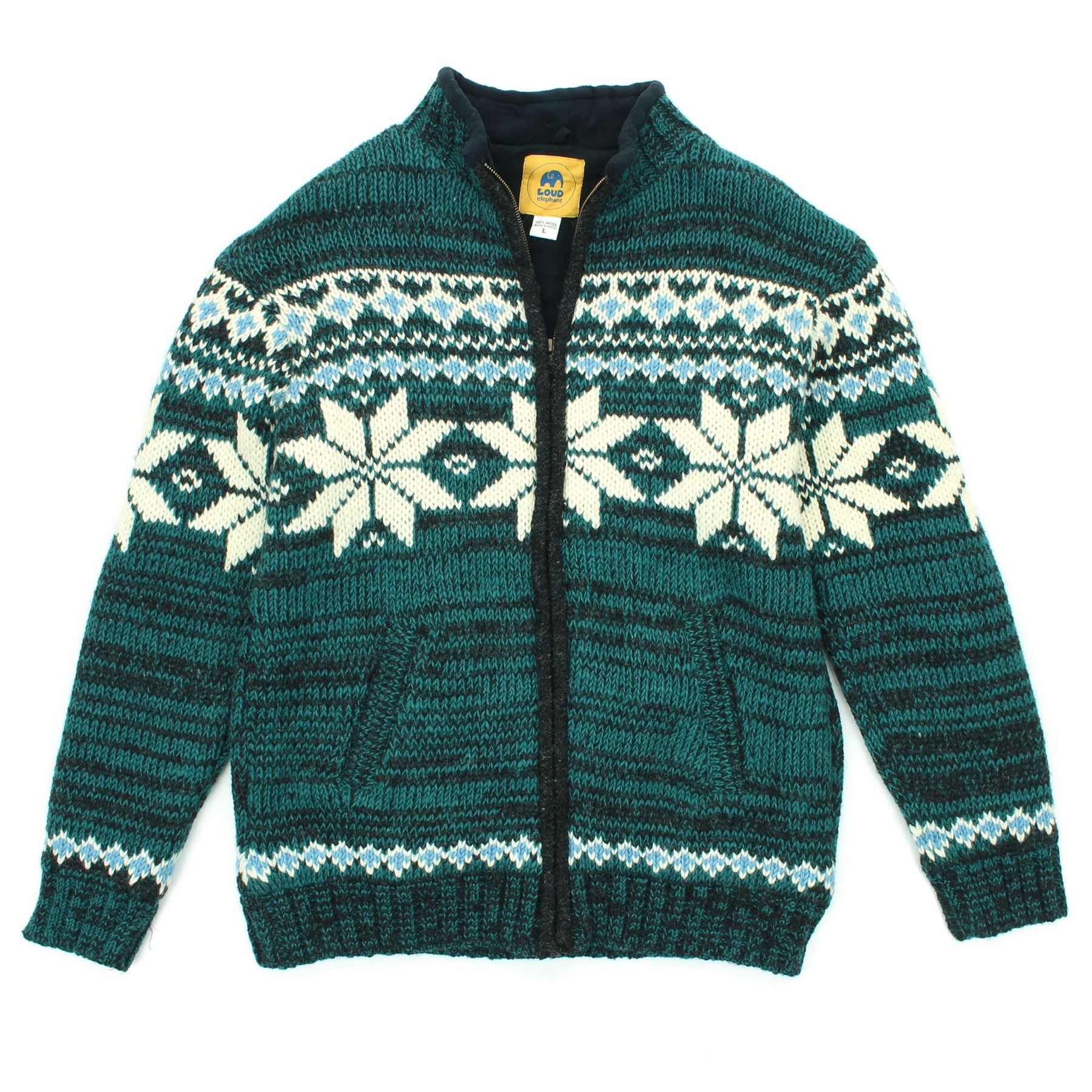 Hand Knitted Wool Jacket Cardigan LoudElephant Nepal Warm Lined Unisex - Picture 75 of 102