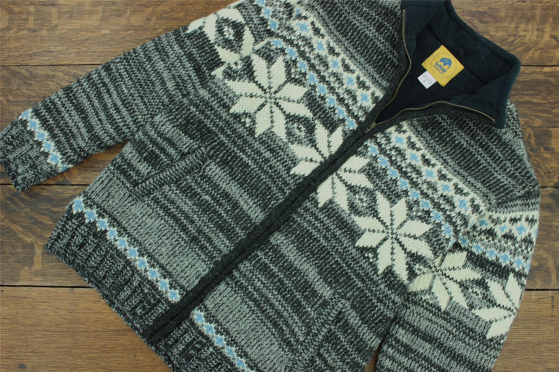 Hand Knitted Wool Jacket Cardigan LoudElephant Nepal Warm Lined Unisex - Picture 65 of 102