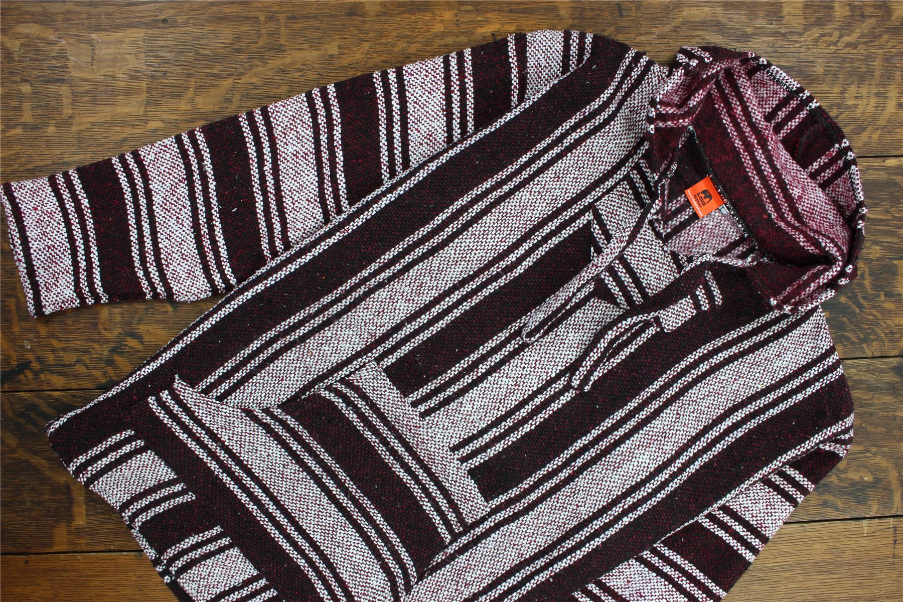 Recycled Mexican Baja Jerga Hoody Sweatshirt Jacket Hooded Warm Hippy Plus Size - Picture 92 of 189