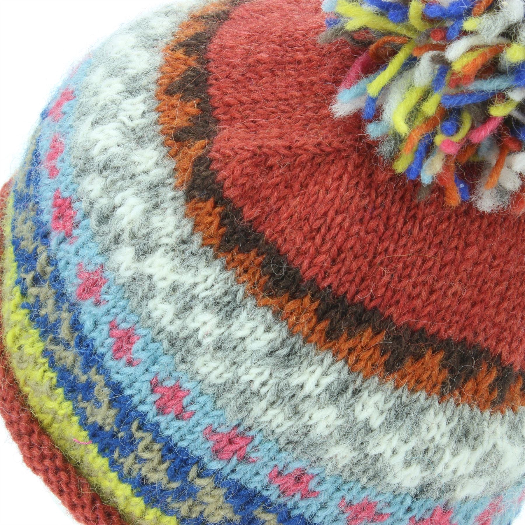 Beanie Hat Wool Cap Bobble Warm Winter Pattern Bright LoudElephant Lined Knit - Picture 10 of 16