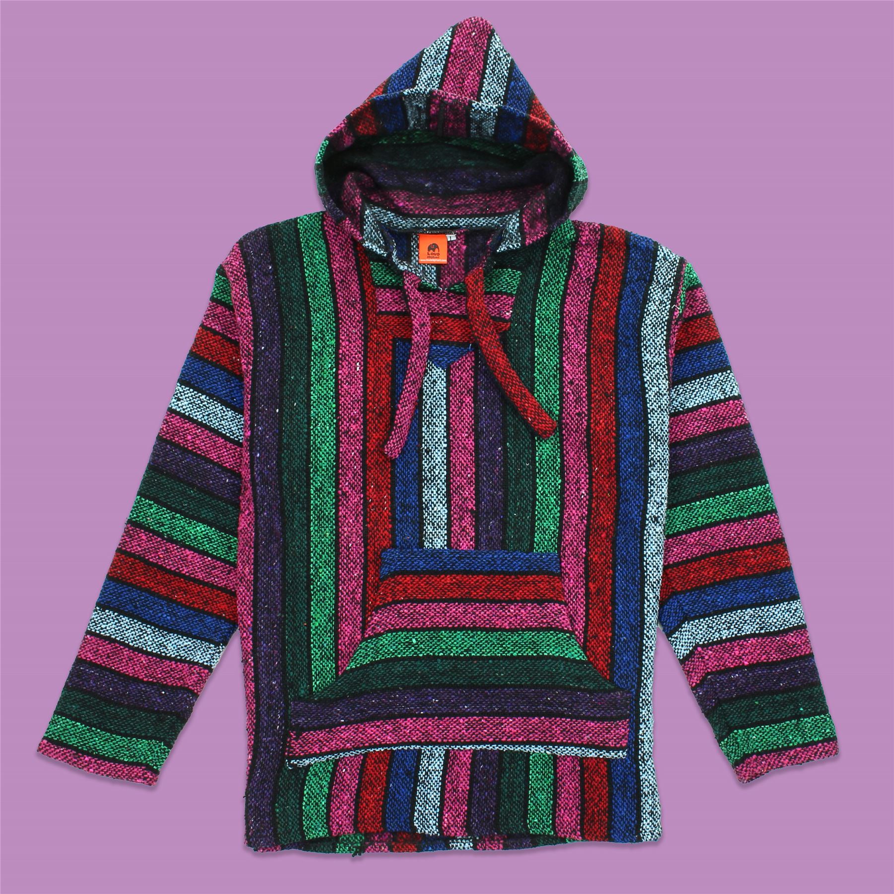 Recycled Mexican Baja Jerga Hoody Sweatshirt Jacket Hooded Warm Hippy Plus Size - Picture 97 of 189