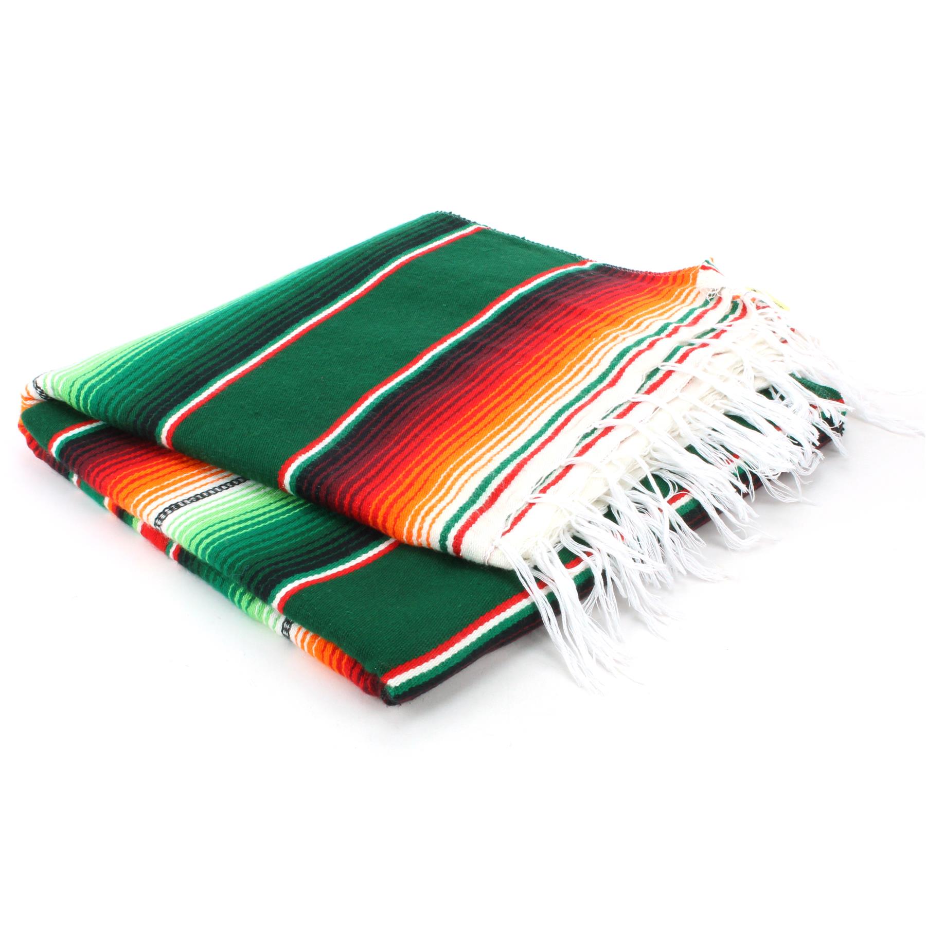 Handwoven Mexican Serape Traditional Jorongo Blanket Shawl Cloak Bright Striped - Picture 16 of 105