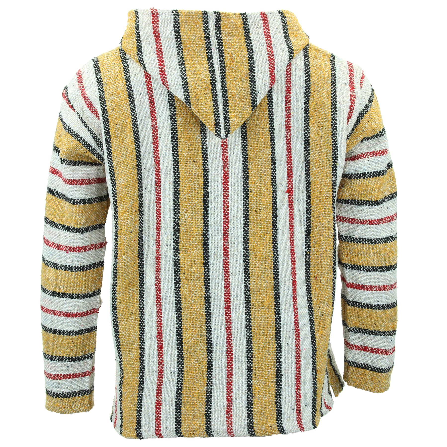 Recycled Mexican Baja Jerga Hoody Sweatshirt Jacket Hooded Warm Hippy Plus Size - Picture 57 of 189