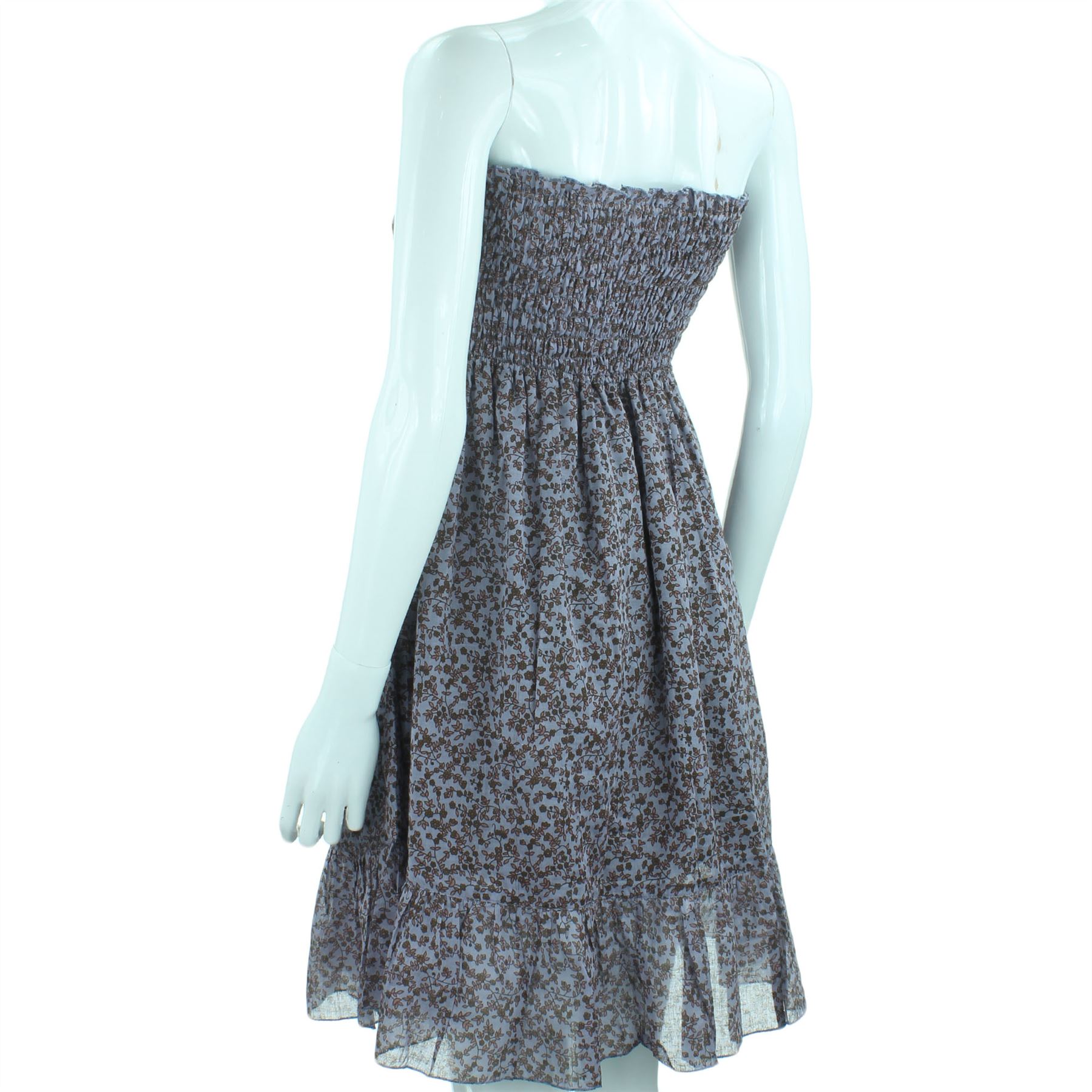 STRAPLESS GYPSY DRESS SHIRRED HIPPIE FLOATY SKIRT BOOB TUBE BANDEAU FESTIVAL | eBay