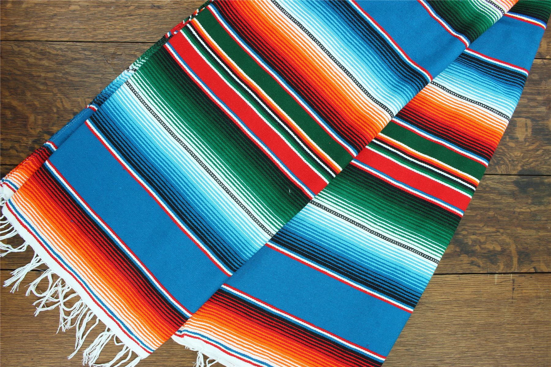 Handwoven Mexican Serape Traditional Jorongo Blanket Shawl Cloak Bright Striped - Picture 40 of 105