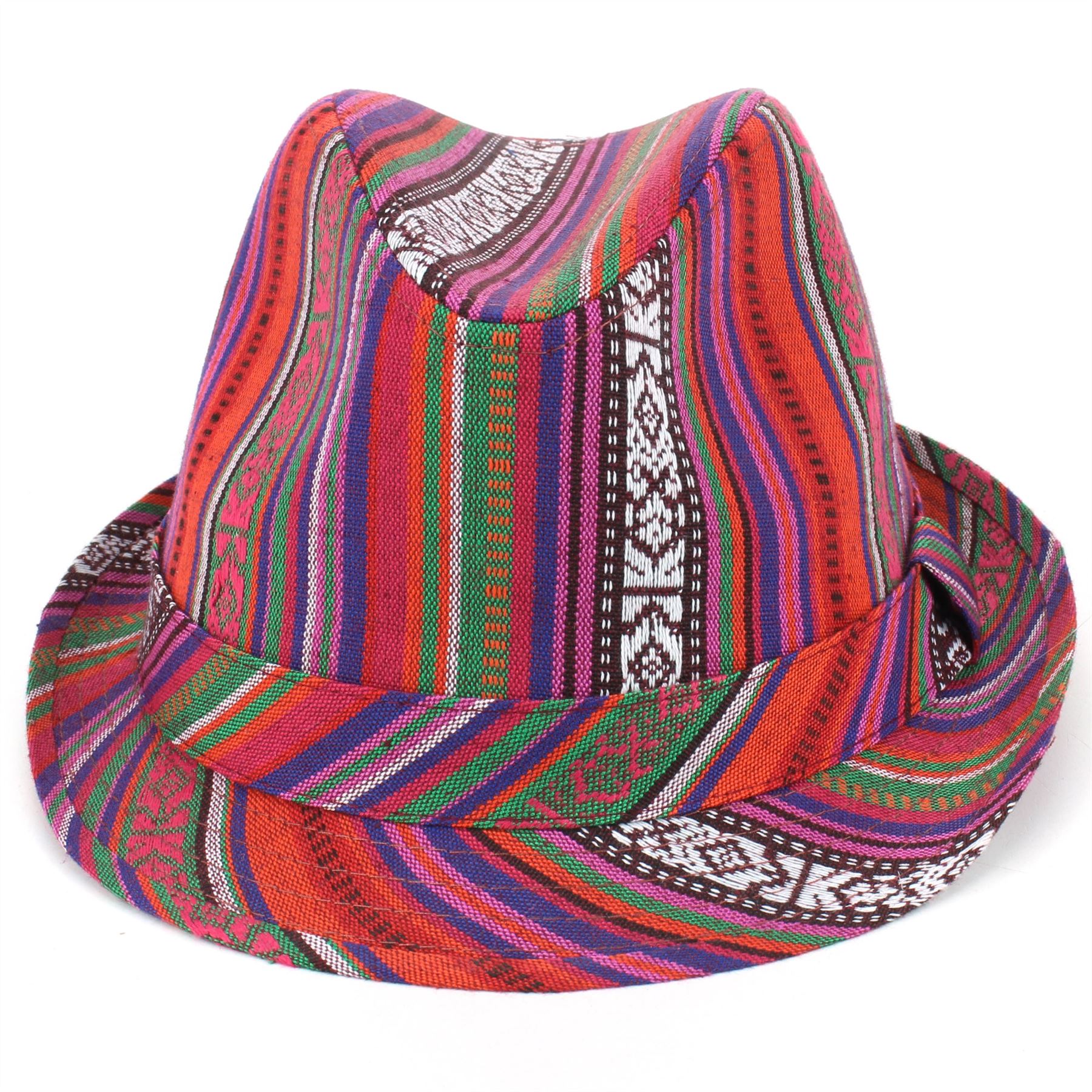 Aztec Print Trilby Hat Hawkins Fedora Summer Sun Panama Cap eBay