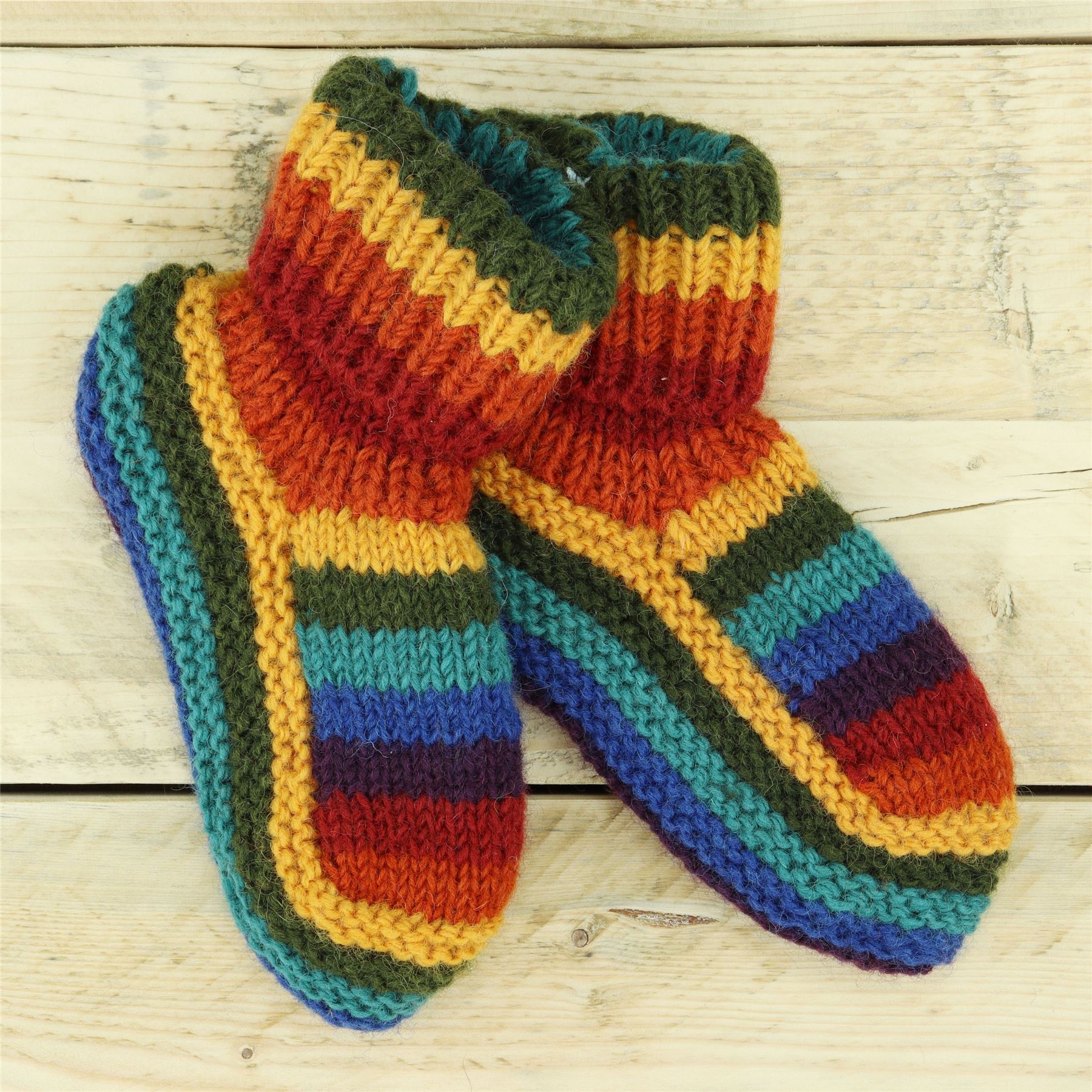 Hand Knitted Wool Slipper Socks Woolly Hand-knitted Warm Cosy Handmade - Picture 34 of 59