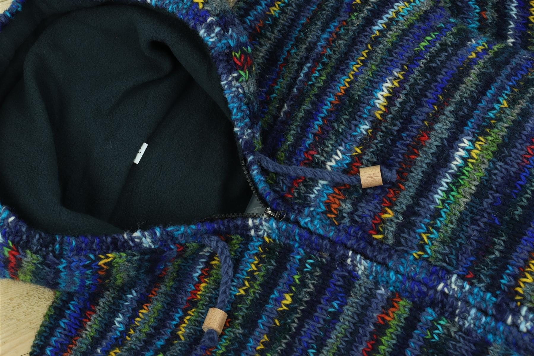 Handgestrickt Wolle Jacke mit Kapuze Strickjacke Kapuzenpullover Nepal - Bild 81 von 83