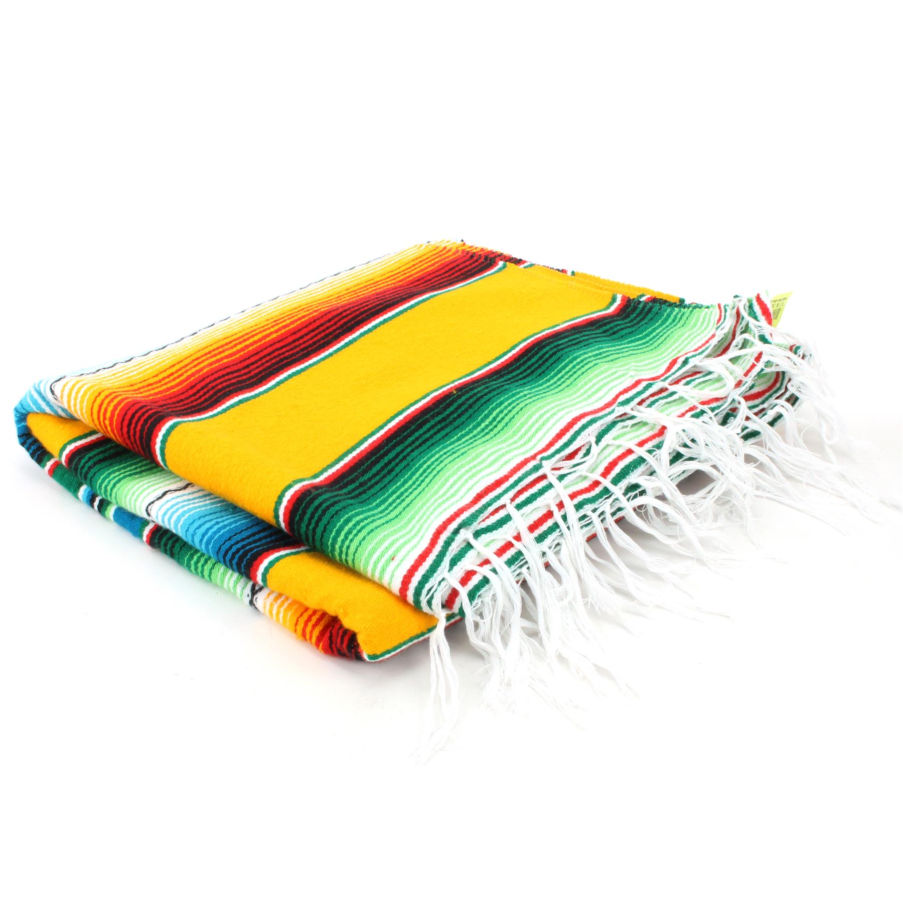 Handwoven Mexican Serape Traditional Jorongo Blanket Shawl Cloak Bright Striped - Picture 45 of 105