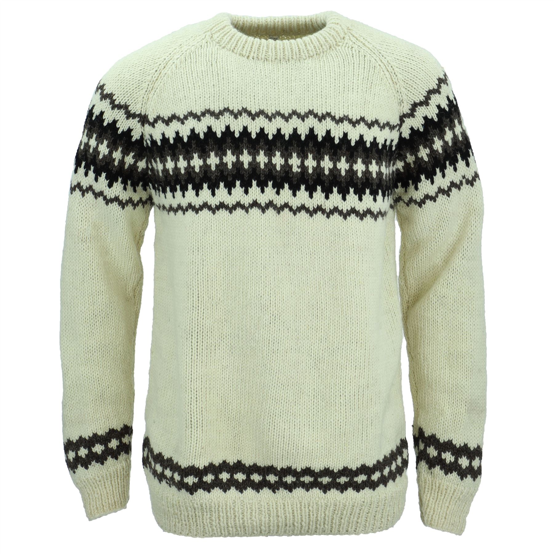 Wool Knit Jumper Sweater Pullover Fairisle Nordic Abstract Warm Nepal Loose - Picture 3 of 81