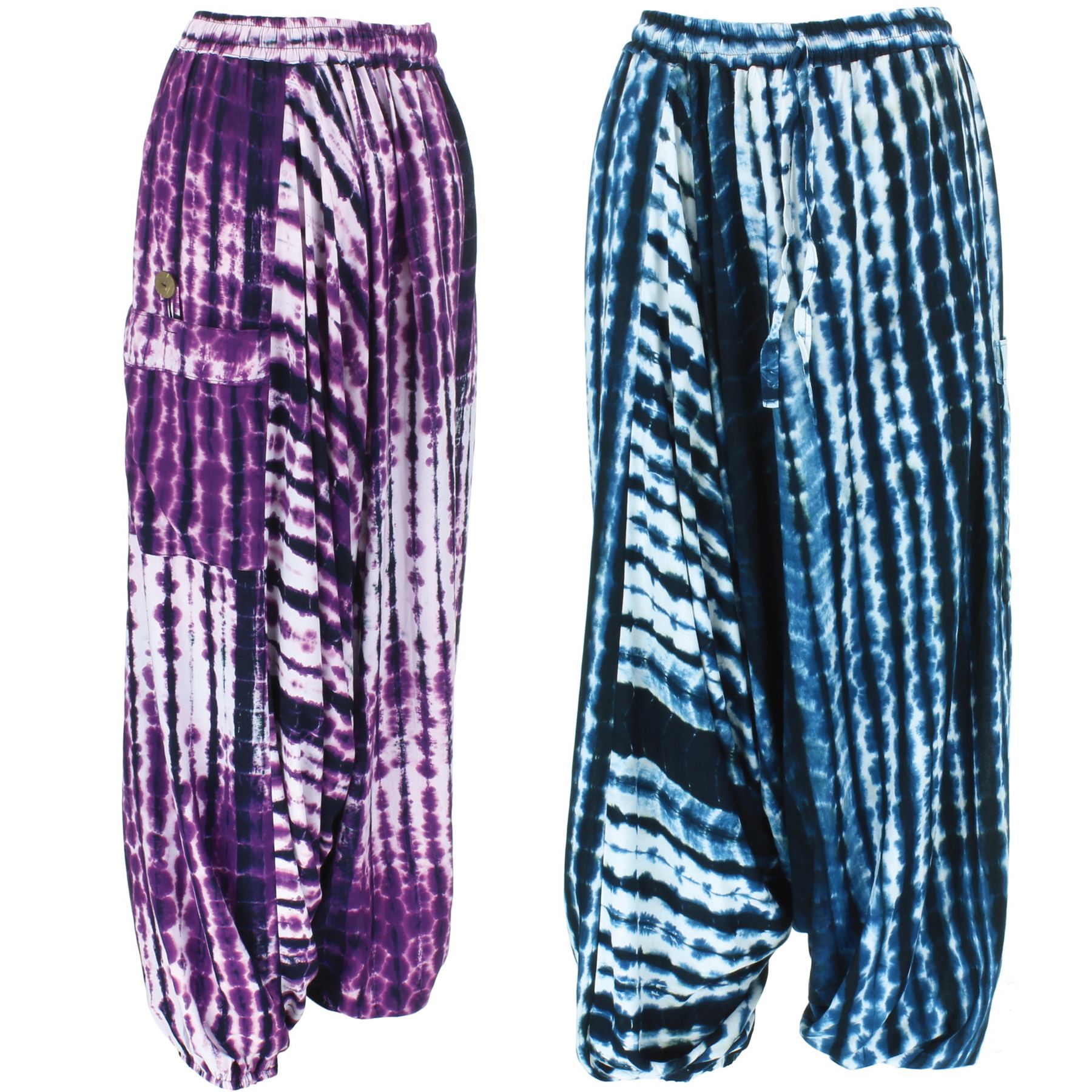 New Ladies Pants Alibaba Italian Lagenlook TieDye Harem Baggy Trousers *5CLRS*