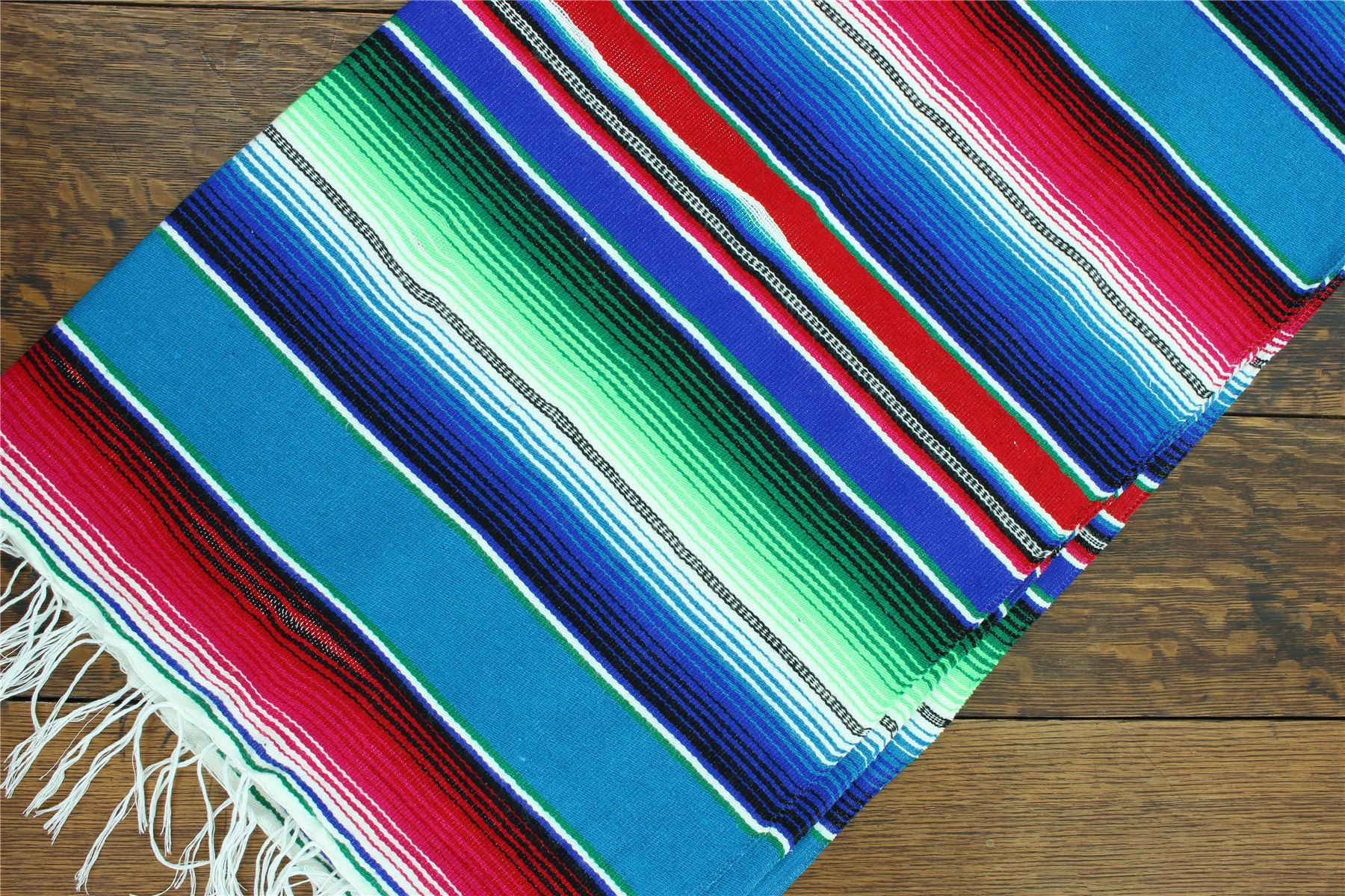 Handwoven Mexican Serape Traditional Jorongo Blanket Shawl Cloak Bright Striped - Picture 66 of 105
