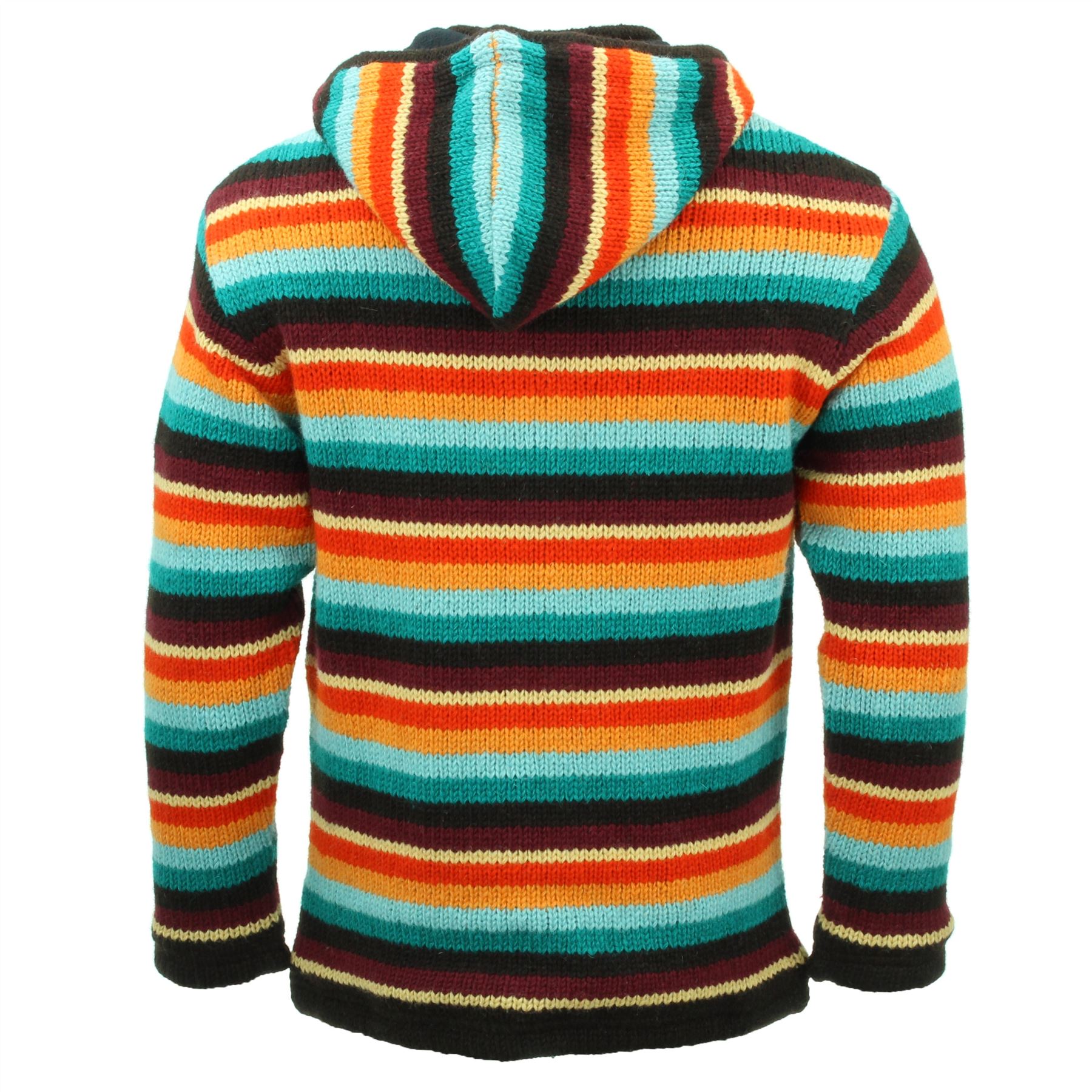 Handgestrickte Wolle Kapuzenjacke Cardigan Hoodie Nepal warm gefüttert Hippie Reißverschluss - Bild 74 von 102