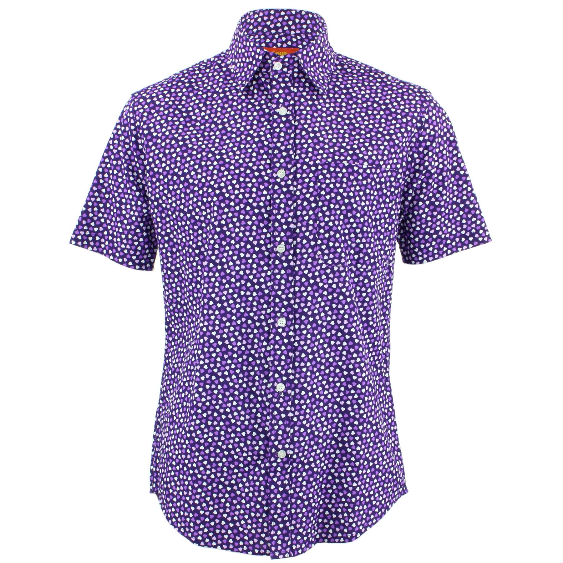 Hombres Chillón Camisa tailored Fit Corazones Lila Blanco Hombres Chillón Camisa tailored Fit Corazones Lila Blanco