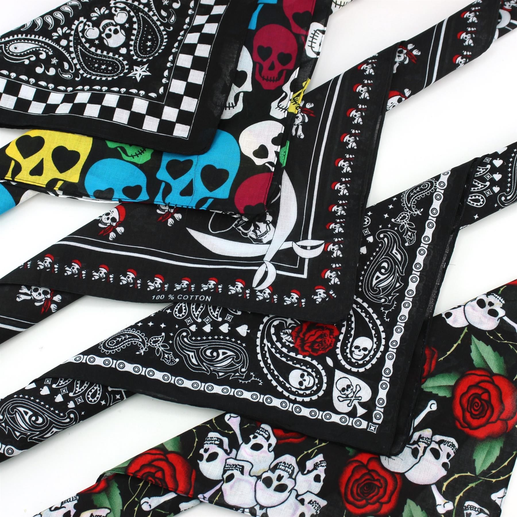 Bandana Face Cover Mask Mouth Neck Head Band Biker Cyclist Shield Skull Paisley - Picture 20 of 51