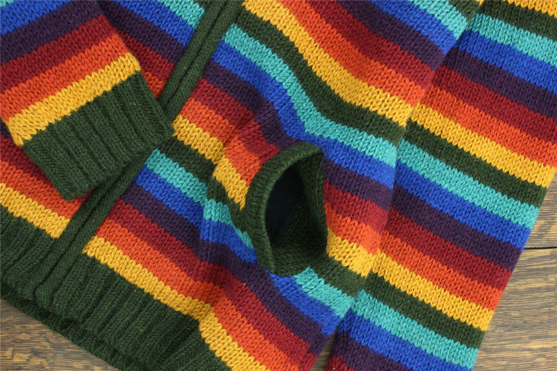 Hand Knitted Wool Jacket Cardigan LoudElephant Nepal Warm Lined Unisex - Picture 89 of 102
