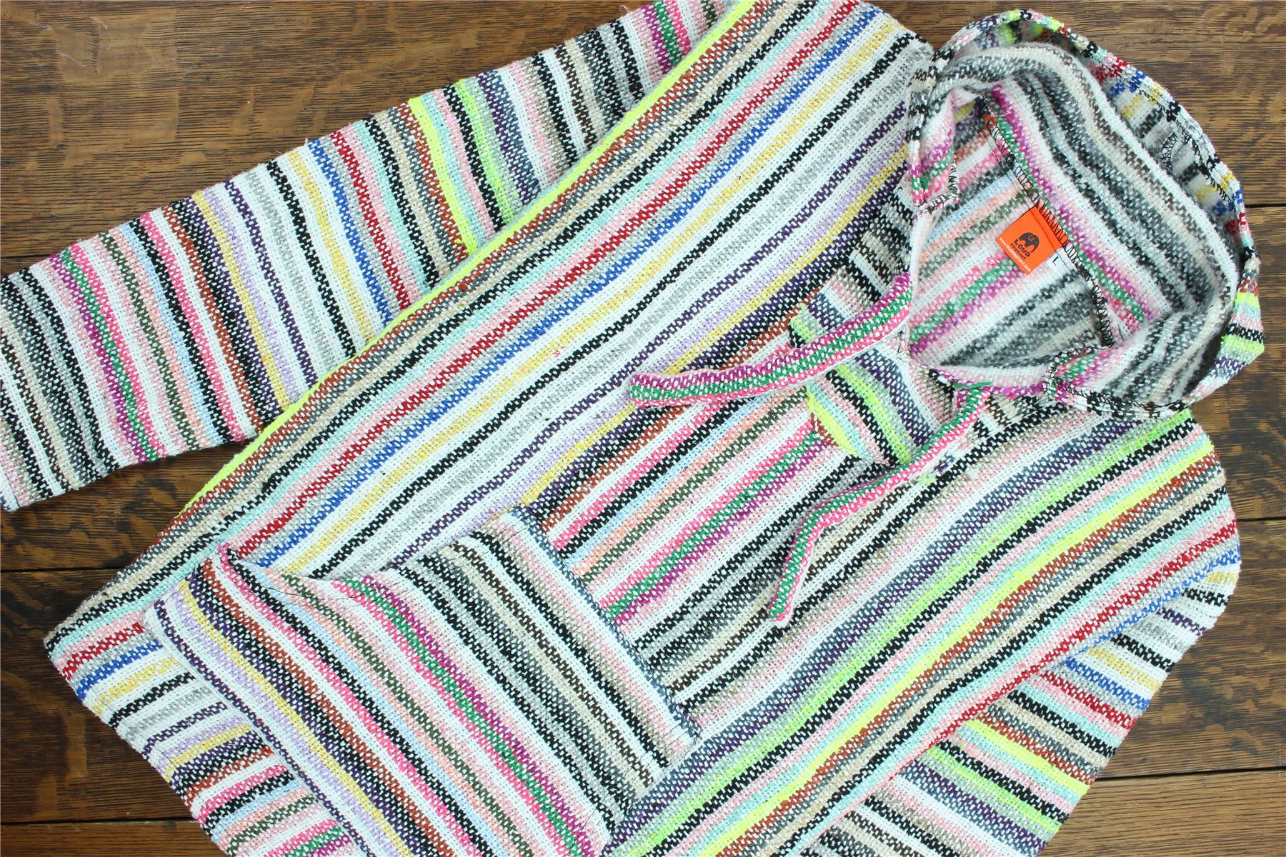Recycled Mexican Baja Jerga Hoody Sweatshirt Jacket Hooded Warm Hippy Plus Size - Picture 47 of 189