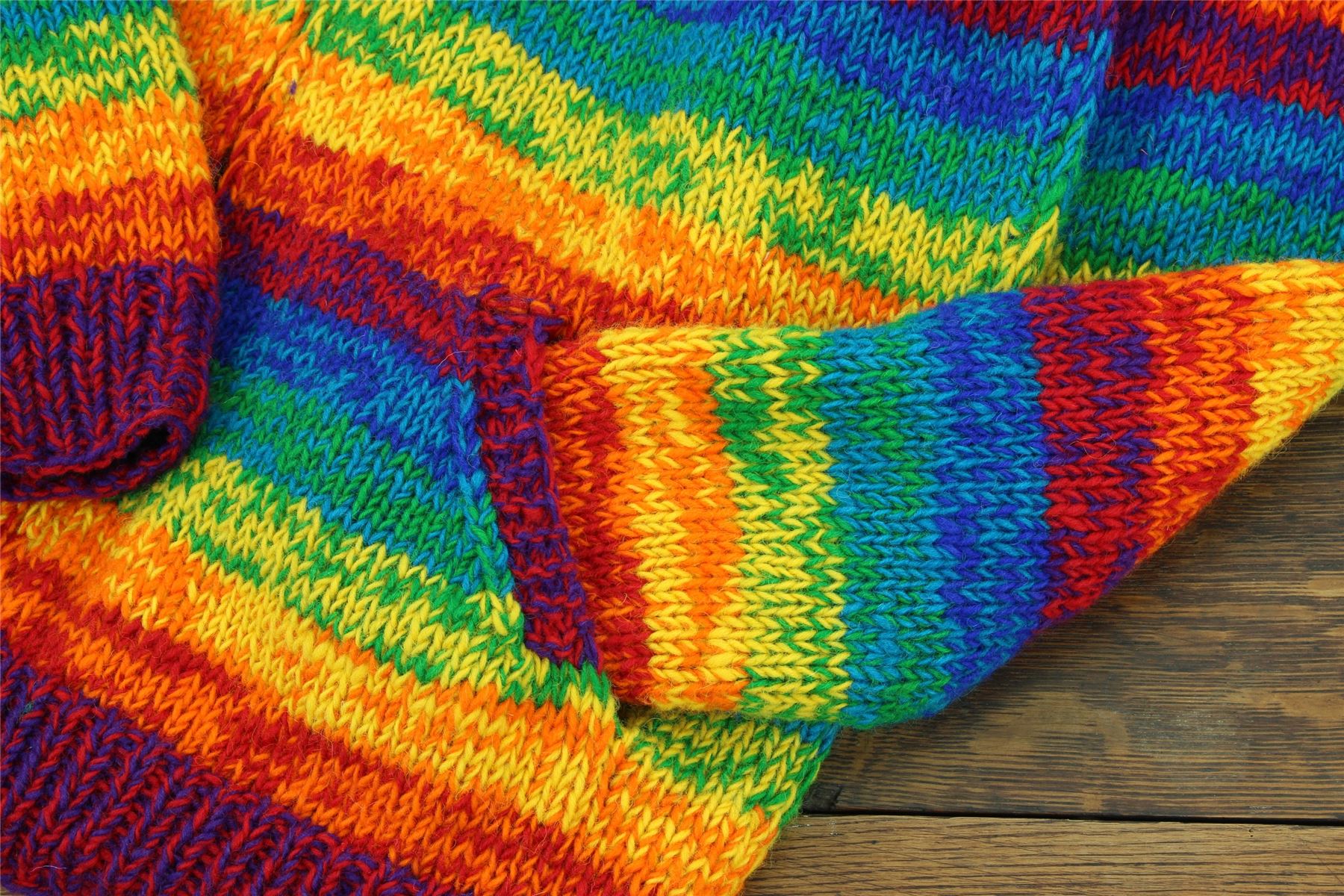 Hand Knitted Wool Hooded Jacket Cardigan Hoody Hoodie Nepal Warm Lined Ethnic - Picture 66 of 71