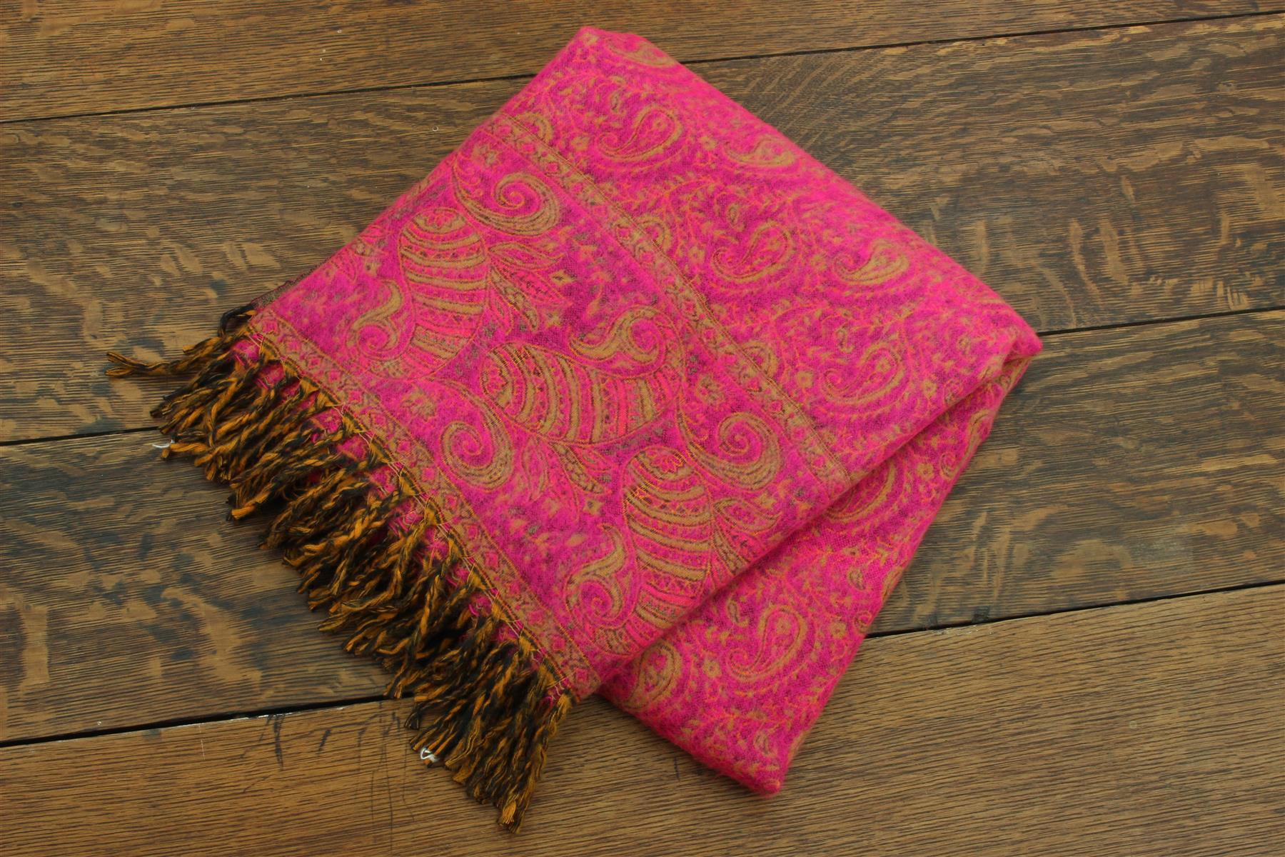 Acrylic Wool Blanket Shawl Wrap Throw Finest Softest India Paisley Travel - Picture 4 of 14