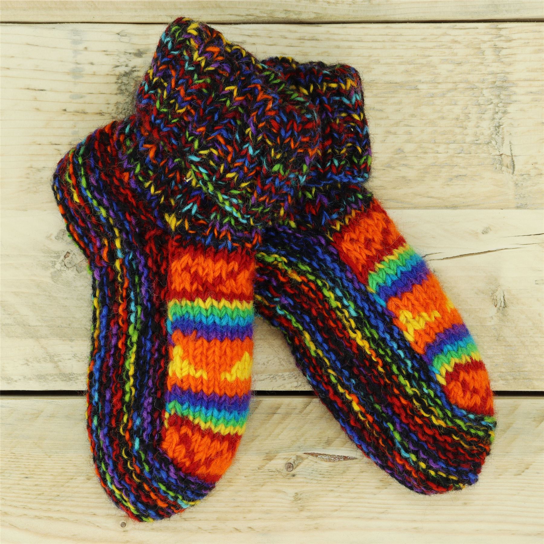 Hand Knitted Wool Slipper Socks Woolly Hand-knitted Warm Cosy Handmade - Picture 10 of 59