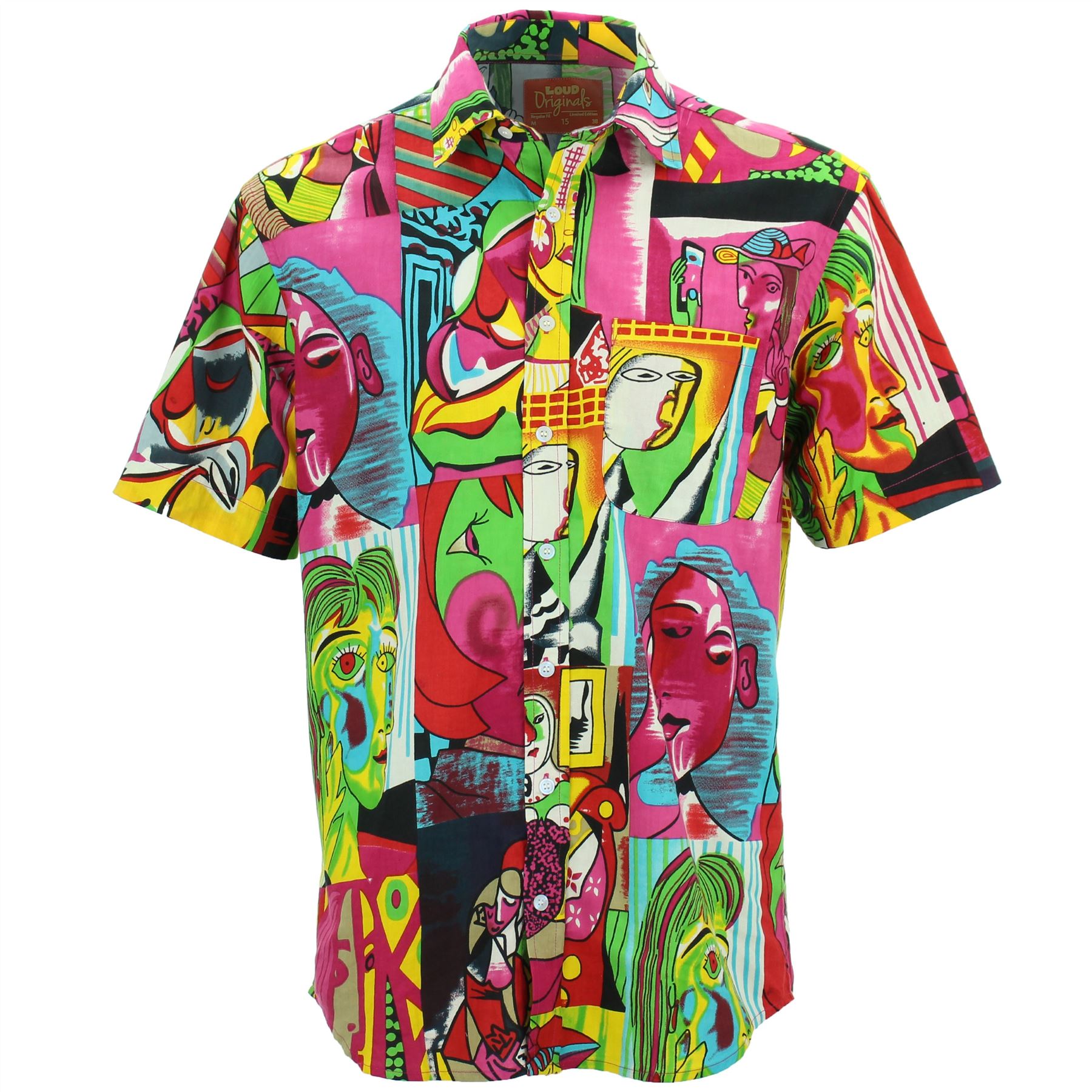 Regular Fit Short Sleeve Shirt Loud Originals Abstract Trippy Psychedelic Print - Picture 7 of 18